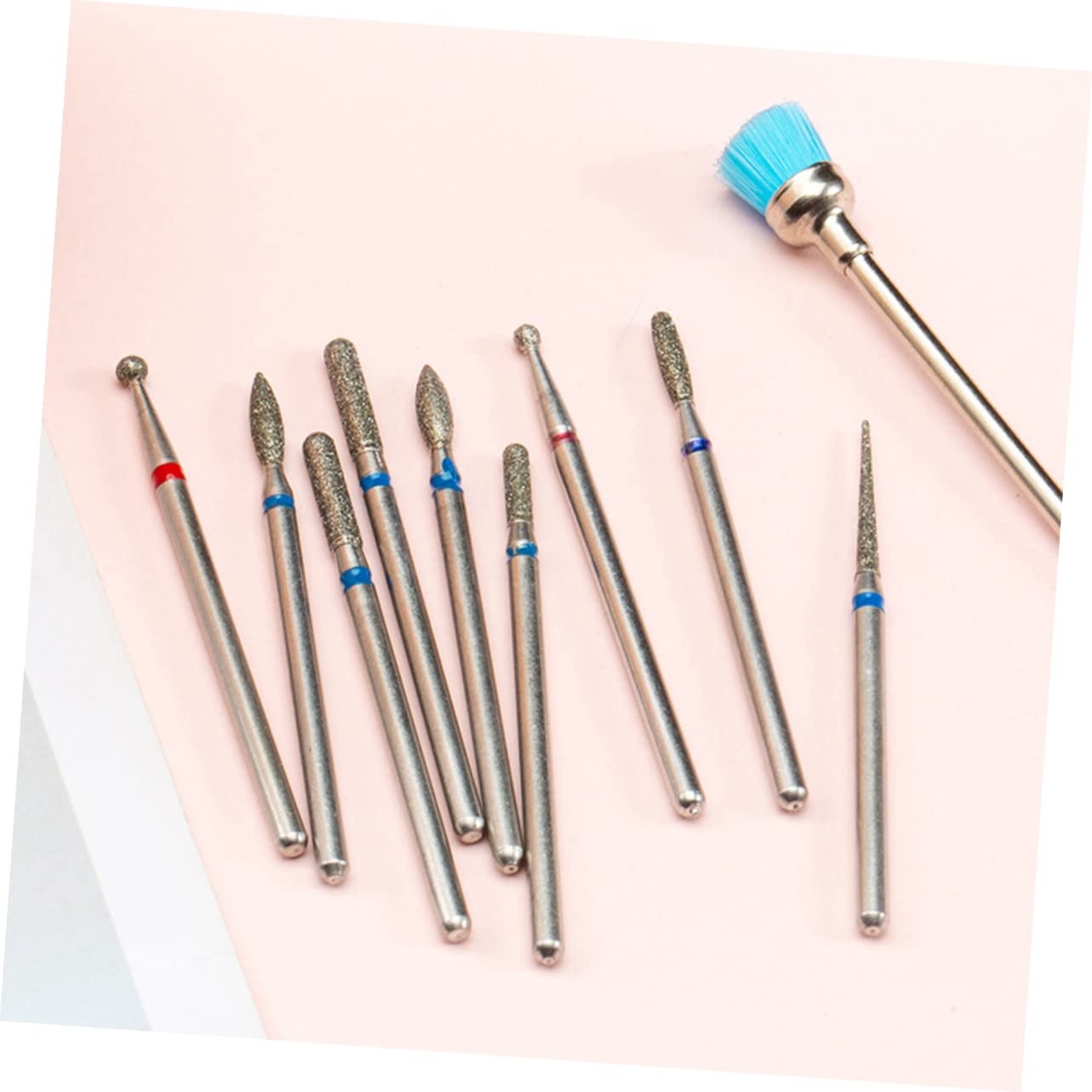 Professional 10-Piece Minkissy Nail Drill Bits Set - Silver Steel Manicure Grinding Heads for Acrylic, Gel & Natural Nails - Perfect for Salon & Home Nail Care