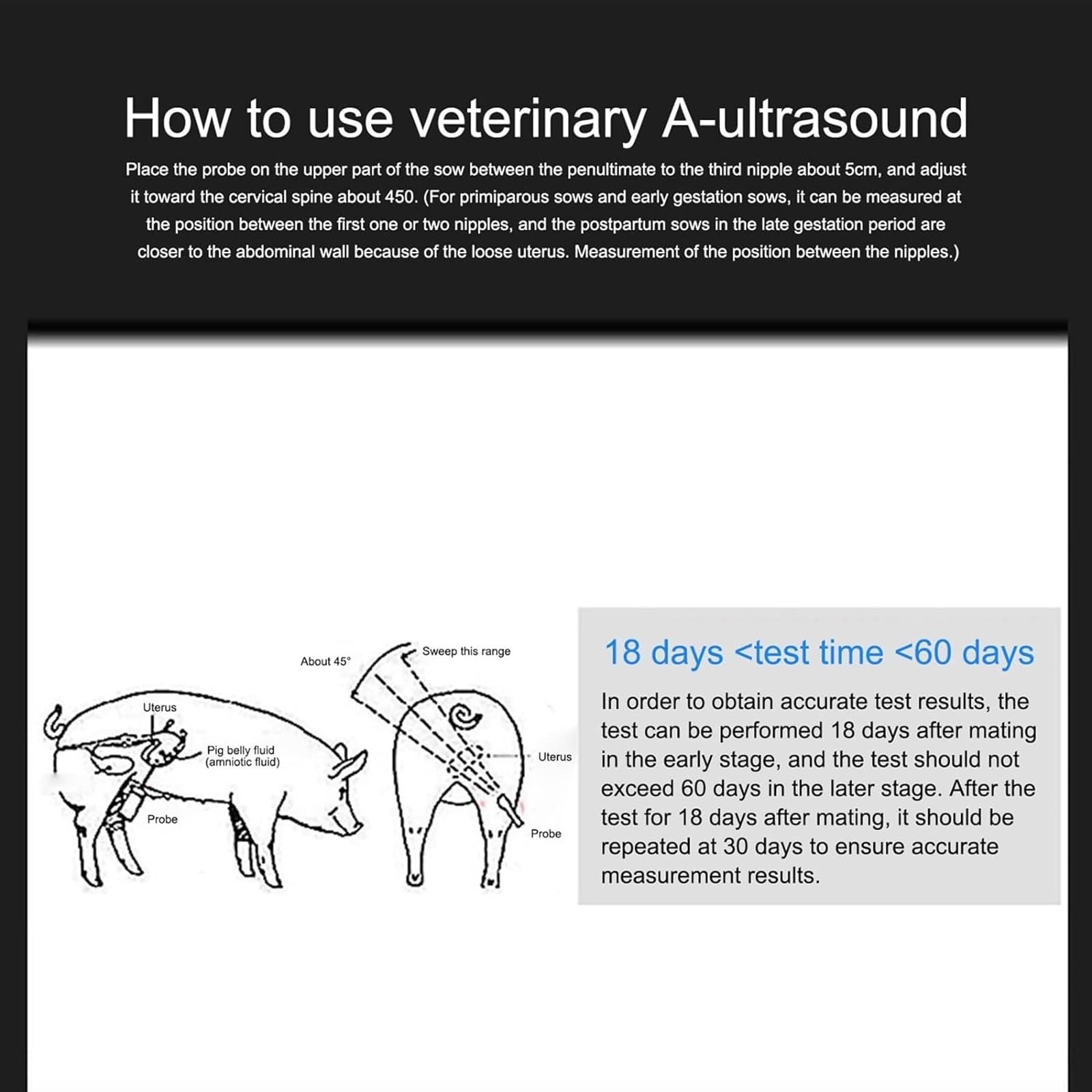 **Sangeuhhlk Portable Pig Ultrasound Machine - 360° Waterproof Probe, 5S Rapid Detection & Sound Alert for Sow Pregnancy Testing - High Accuracy Livestock Ultrasound Scanner for Swine Farms & Veterinary Clinics**