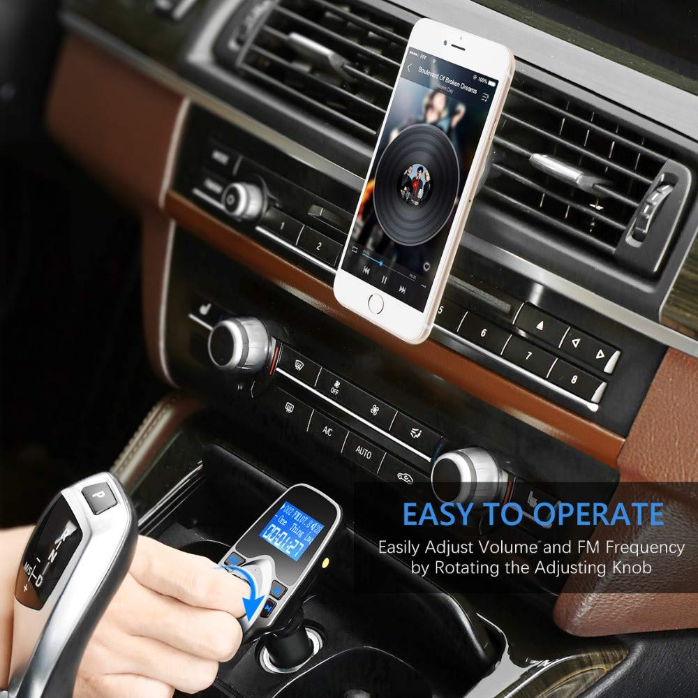 T11 Wireless Bluetooth FM Transmitter for Car - Hands-Free Car Kit with MP3 Player, Dual USB Charging Ports & Bluetooth Adapter | Perfect for Road Trips, Commuting & Music Streaming