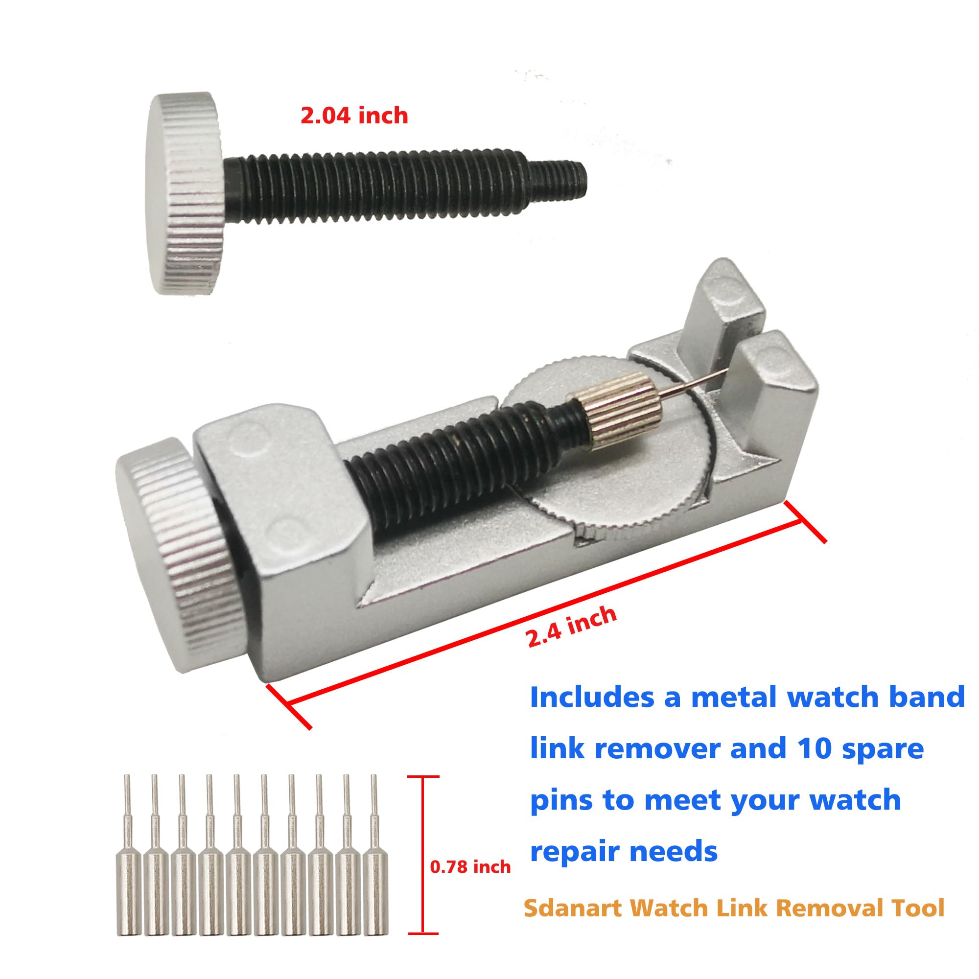 Professional Watch Link Removal Tool Kit with 10 Extra Pins - Stainless Steel Watch Band Sizing Adjustment Tool for Bracelet Repair - Perfect for Watch Repair Shops, Jewelers & DIY Watch Maintenance