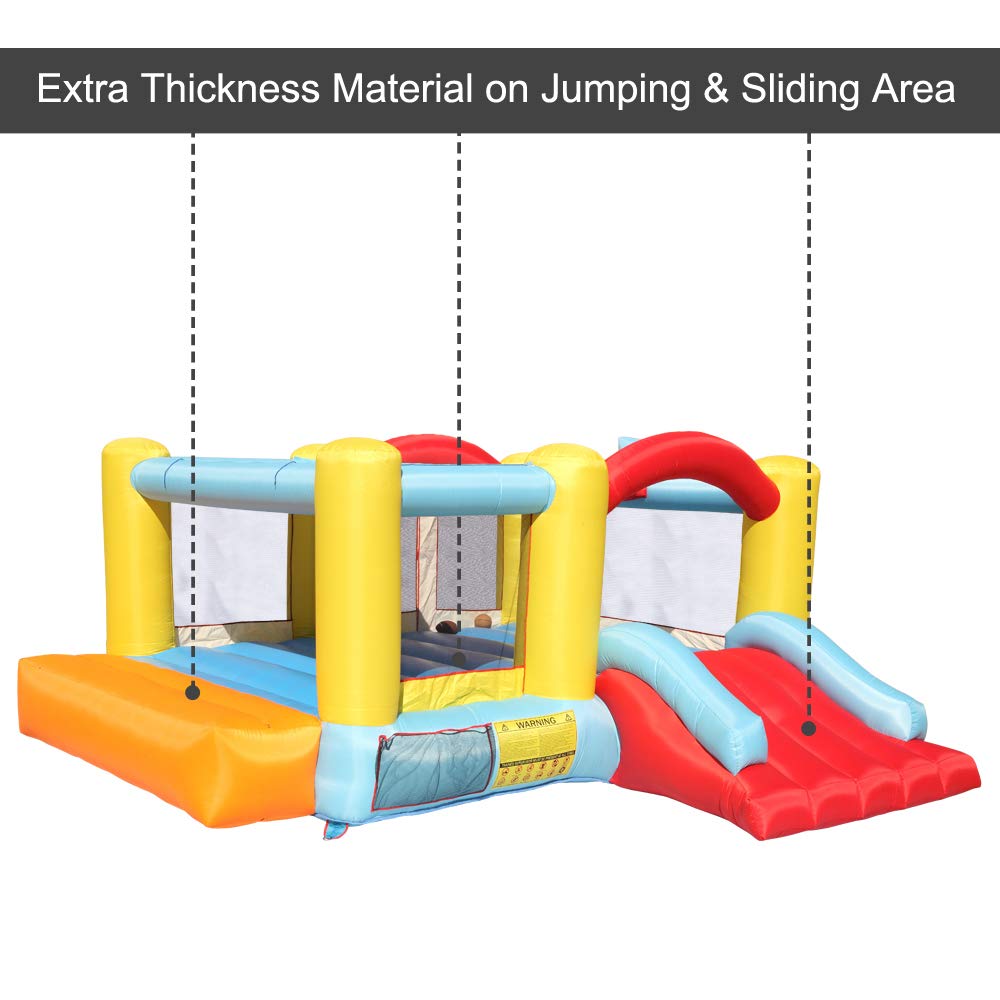 Inflatable Bounce House with Basketball Hoop, Ball & Slide - Kids Outdoor Play Equipment for Birthday Parties, Backyard Fun & Summer Activities
