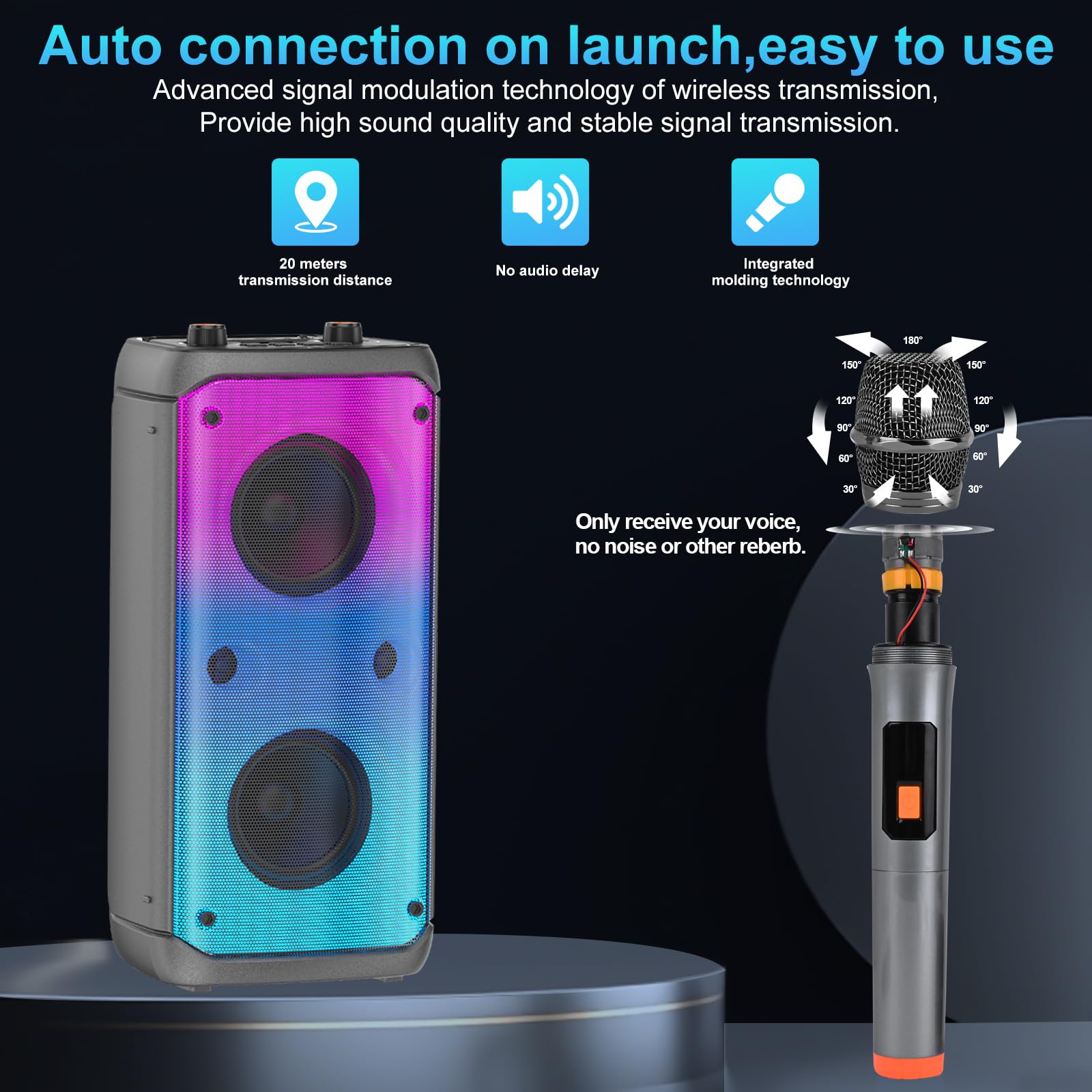 TAMPROAD 80W Bluetooth Speaker - Wireless Portable Outdoor Party Speaker with Subwoofer, Deep Bass, LED Lights & Microphone | Loud Stereo Sound for Home, Camping, Travel & Beach Parties