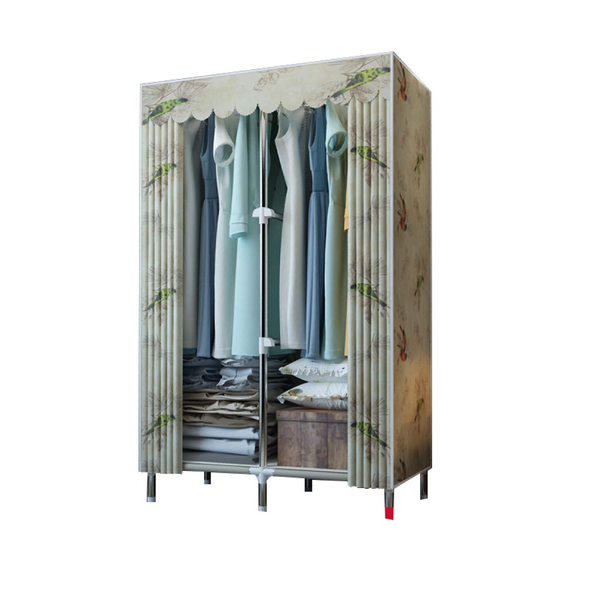 BYCDD Steel Pipe Cloth Wardrobe - Portable Bedroom Closet Organizer with Moisture Proof & Anti-Dust Design, Gray (110x45x172cm/43x18x68in) - Perfect for Small Spaces, Dorm Rooms & Apartment Storage Solutions