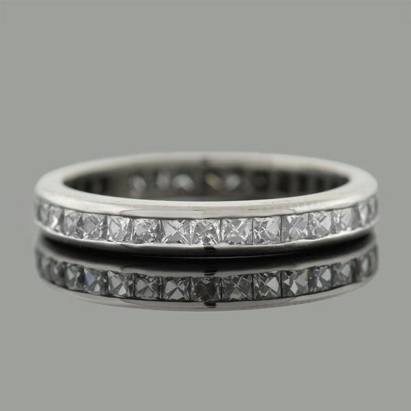 Art Deco Platinum French Cut Diamond Eternity Band 1 Carat Total Weight - Perfect for Wedding Bands, Anniversary Gifts & Special Occasions