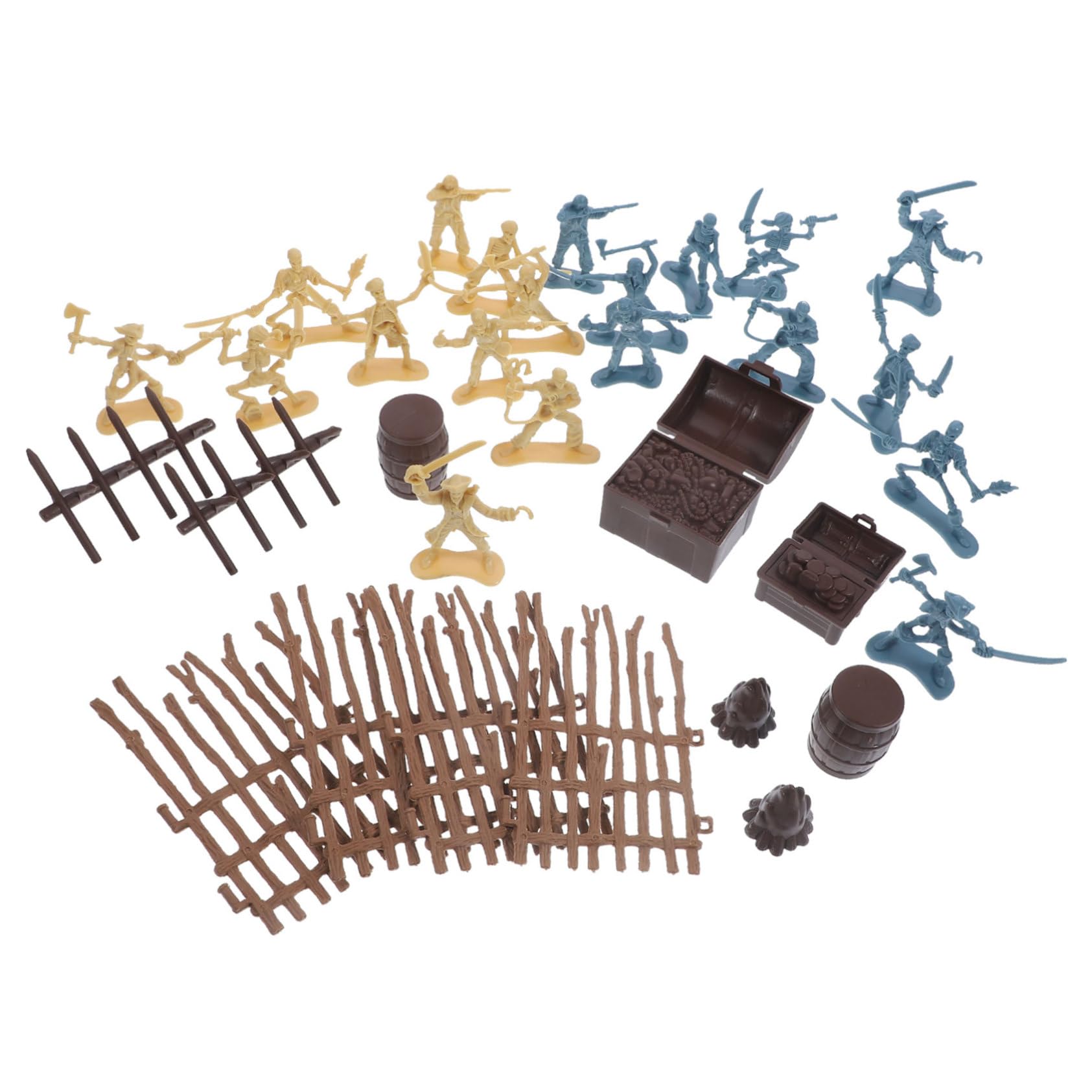 Pirate Soldier Action Figures Set - 1 Set Ancient Warriors Toy Playset with Skeleton Miniatures & Treasure Chest for Kids | Pretend Play, Role Playing, Birthday Gifts, Party Favors, Collectibles