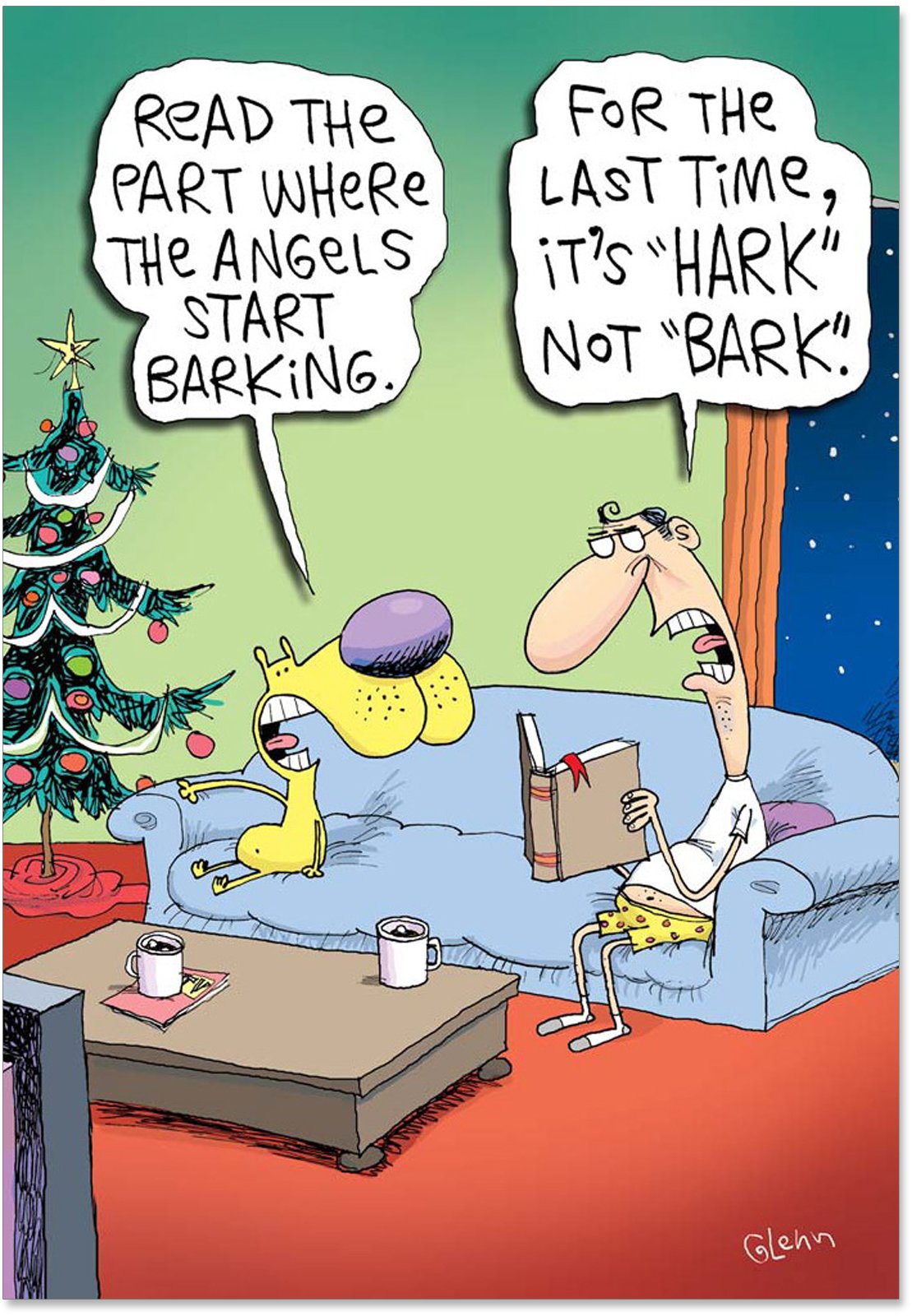 B5830 12-Pack Hark Not Bark Christmas Humor Greeting Cards with Envelopes - Funny Holiday Cards for Office Parties, Family Gatherings & Secret Santa Exchanges