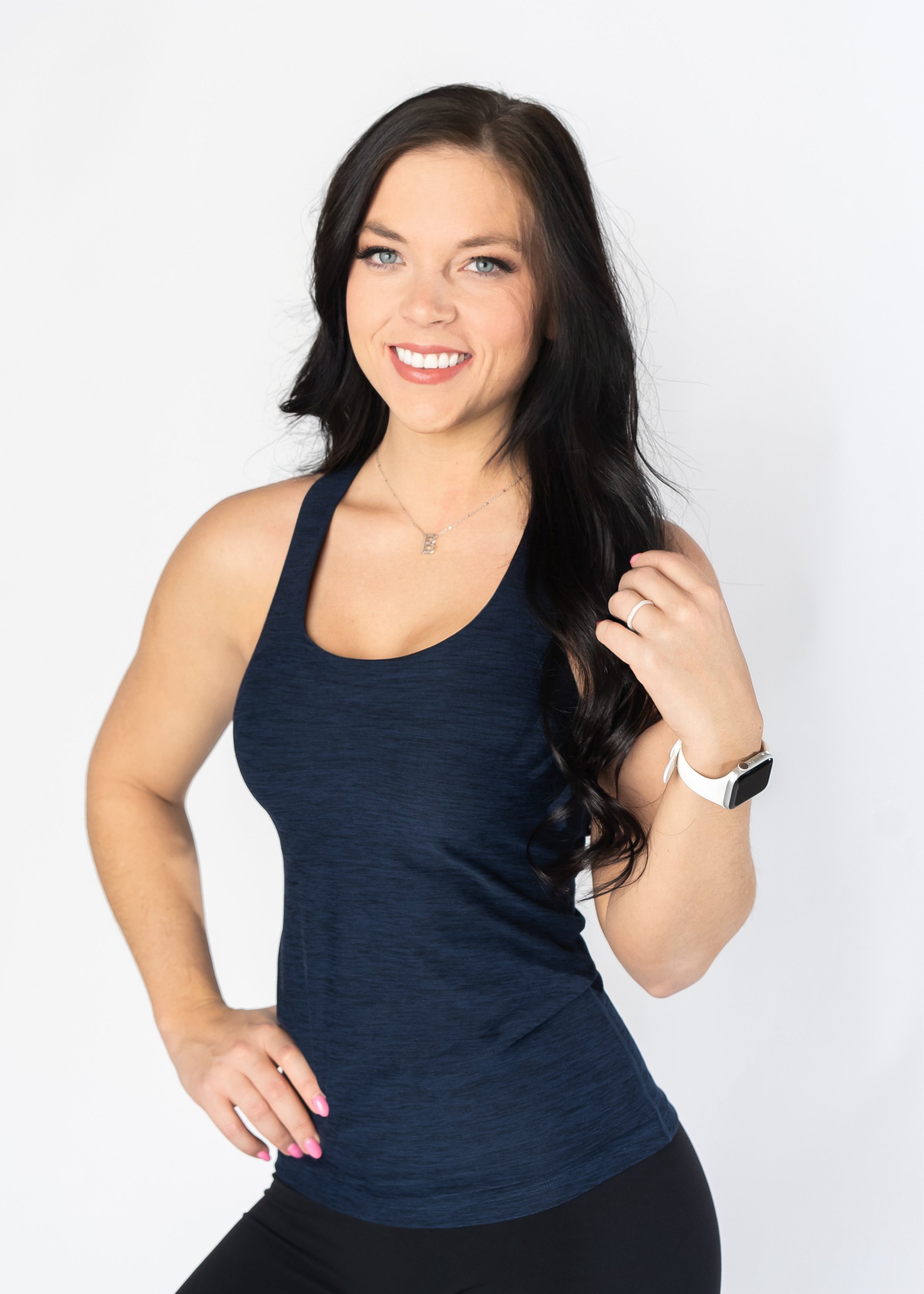 Dream Racerback Tank Top for Women - Soft Breathable Workout Shirt in Navy Blue | Gym, Yoga, Running & Casual Wear