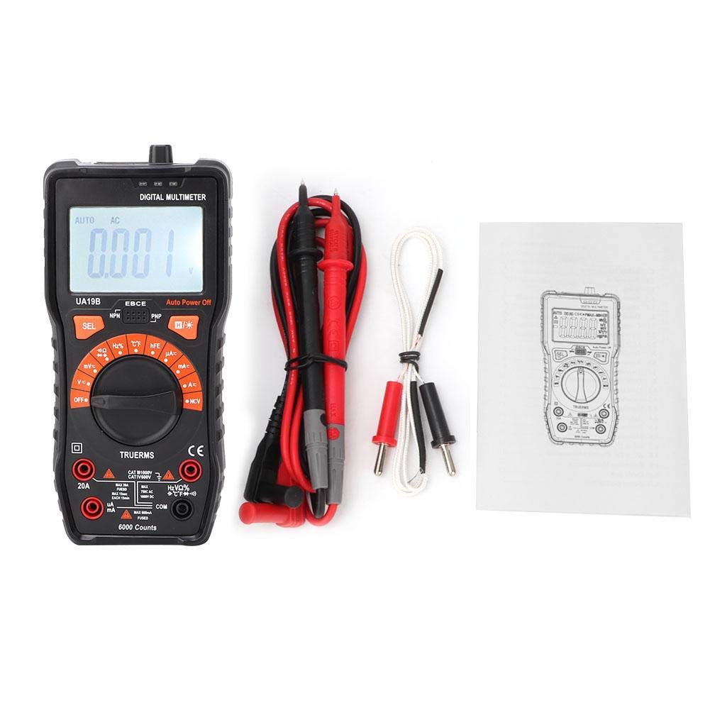 ZKS-KS UA19B Digital Clamp Meter - 600A AC/DC Current Tester, Portable Multimeter for Voltage, Resistance, Continuity - Perfect for Electricians, HVAC Technicians & DIY Home Electrical Testing