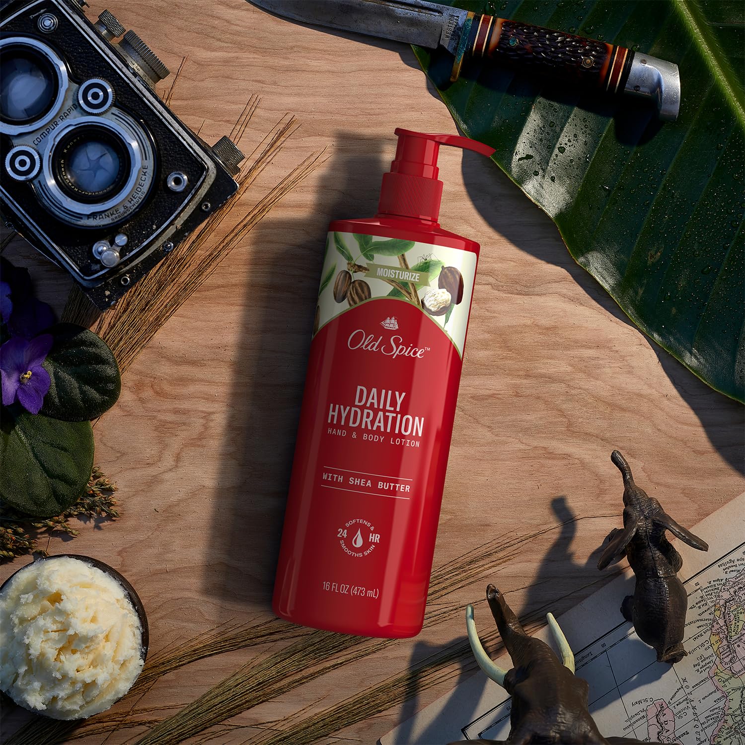Old Spice Men's Hydrating Hand & Body Lotion with Shea Butter - 24/7 Moisture, 16 fl oz (Pack of 4) - Ideal for Dry Skin Care & Post-Workout Hydration