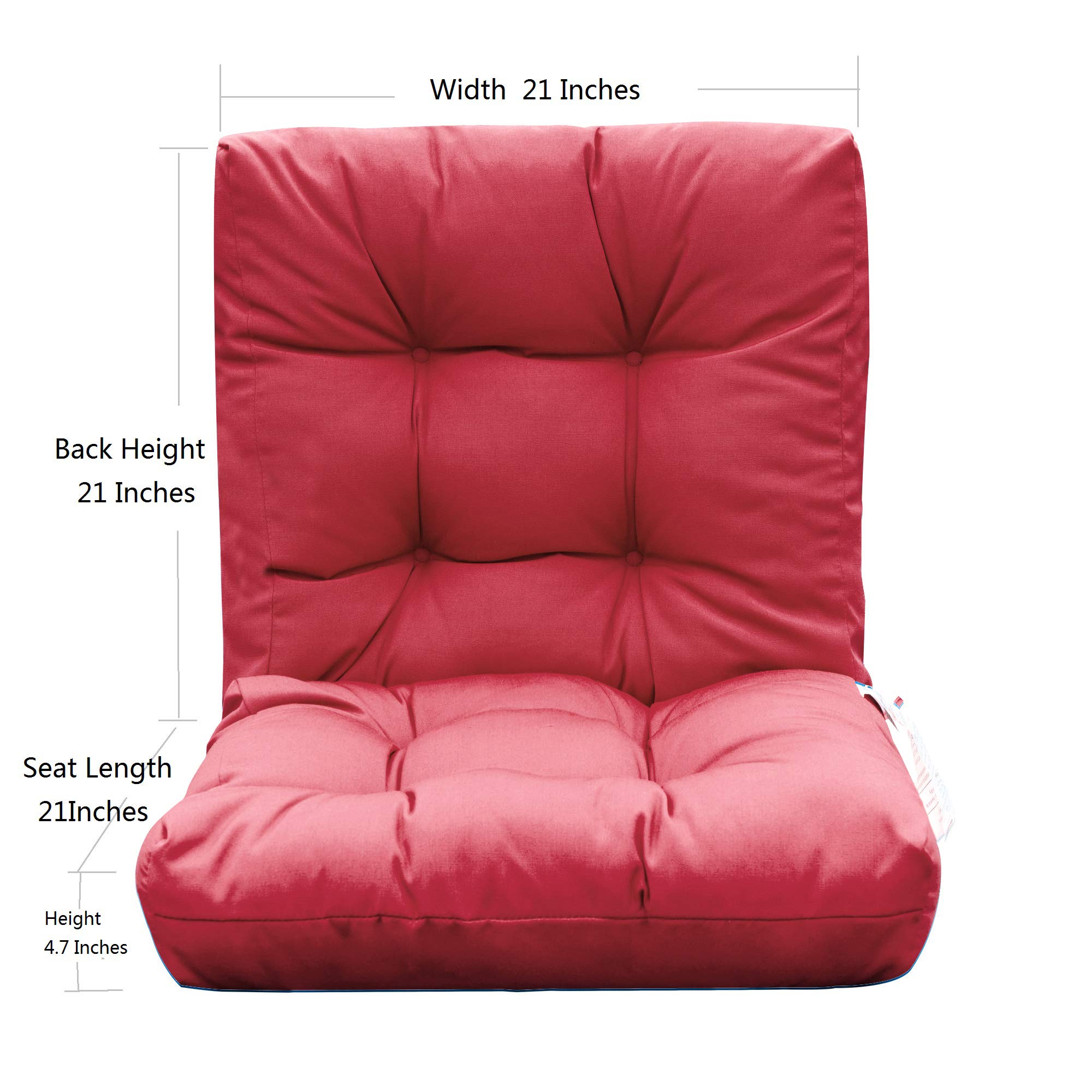 QILLOWAY Outdoor Chair Cushion Set of 2 - Tufted Seat & Back Pillows for Patio Furniture, Waterproof & Durable Spring Summer Replacement Cushions (Red) - Perfect for Garden, Poolside & Deck Relaxation