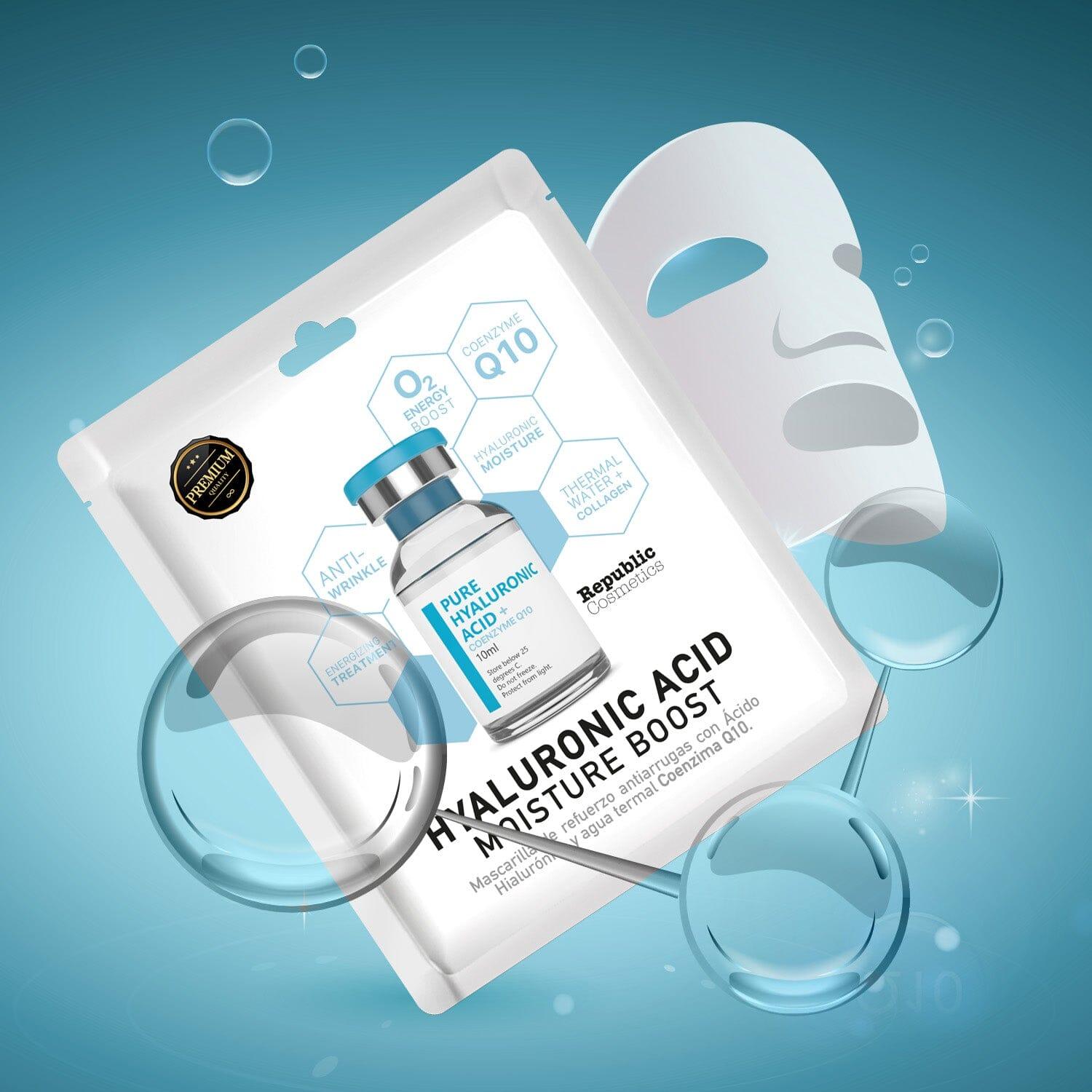 Hyaluronic Acid & Q10 Anti-Aging Face Mask by Republic Cosmetics - Hydrating & Wrinkle-Reducing Treatment for Dry Skin, Perfect for Night Skincare Routine & Spa Days