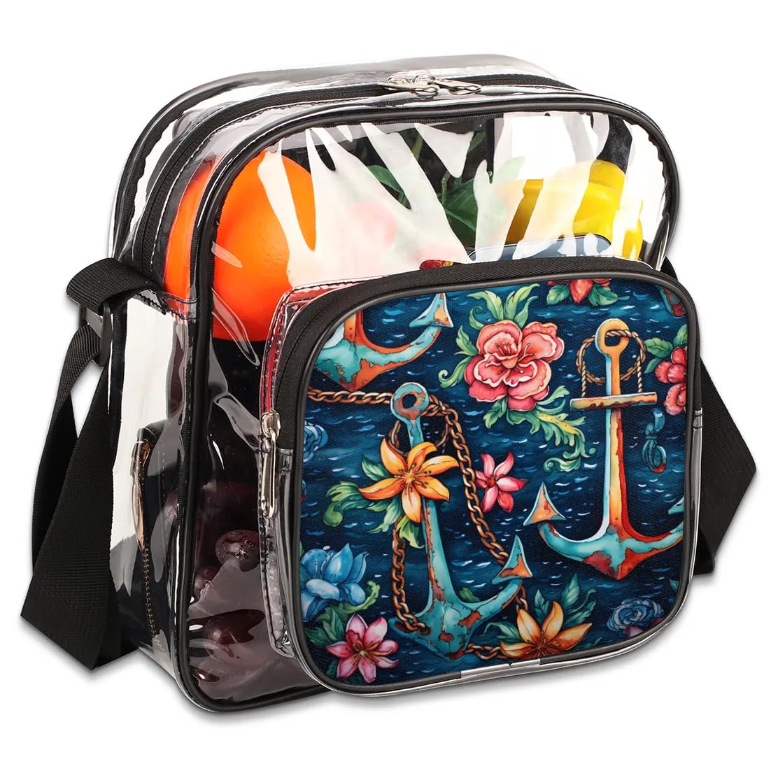 Skonsati Clear Crossbody Messenger Bag - Waterproof Transparent Fishing & Stadium Approved Purse for Women & Men - Perfect for Concerts, Travel & Outdoor Activities