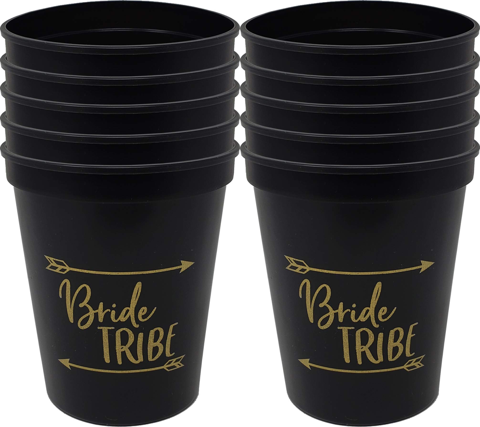 Funky Junque Bridal Bachelorette Party Cups - Set of 10 Bride Tribe Glasses for Wedding Showers, Girls Night Out & Bachelorette Celebrations