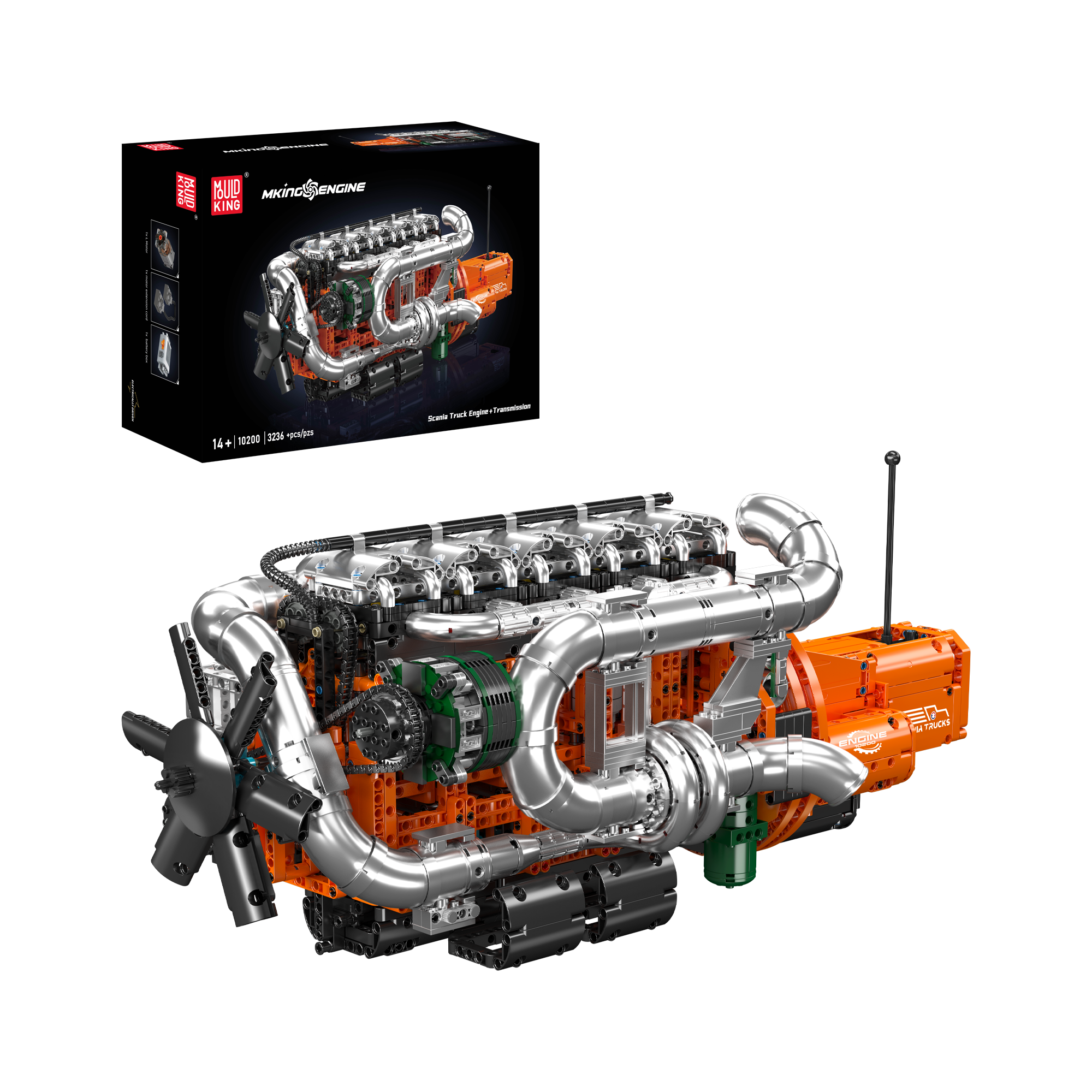 Mould King 10200 Inline 6 Truck Engine & Transmission Building Set - 3,236 Pieces STEM Educational Toy for Adults & Kids - Perfect for Car Enthusiasts, DIY Projects & Model Building