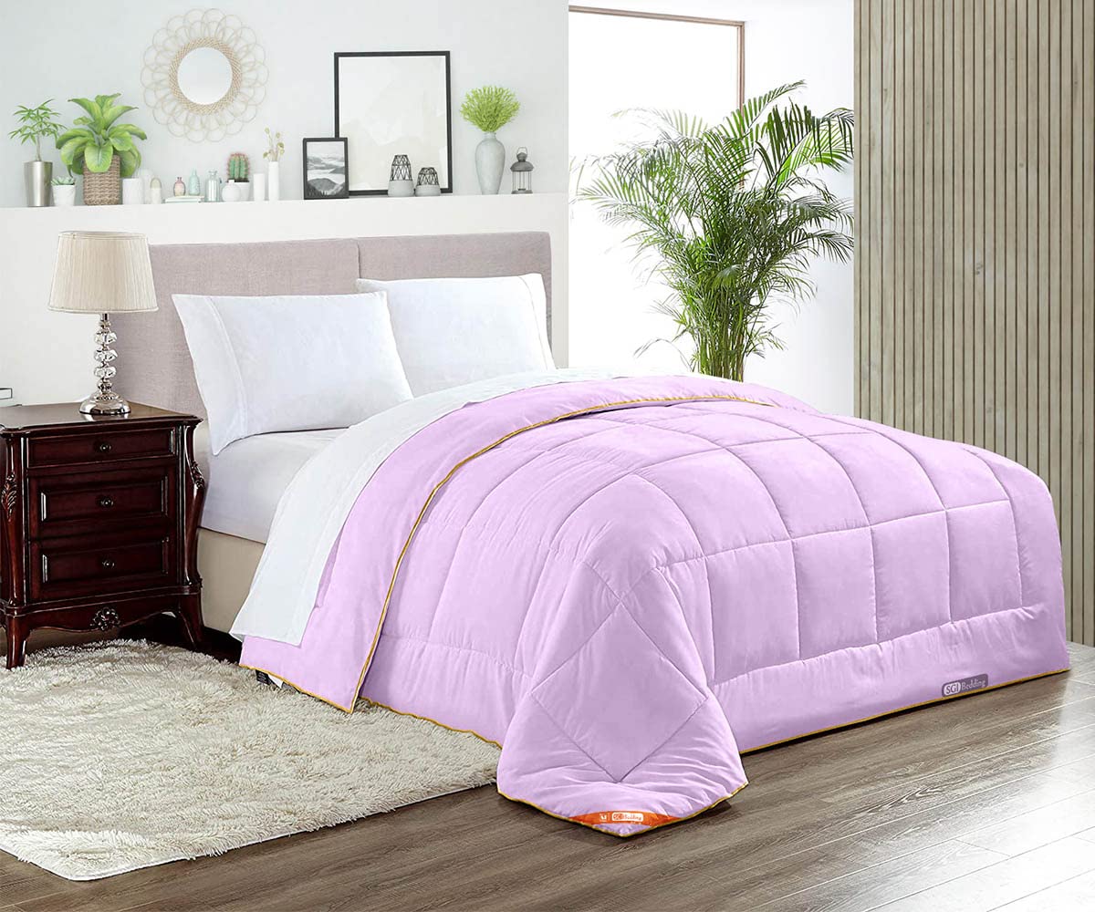Oversized Queen Comforter Set - 300 GSM Plush Siliconized Microfiber Fill with Matching Pillowcases | Soft Lilac Duvet Insert for All-Season Comfort | Perfect for Master Bedroom, Guest Room & Cozy Home Decor