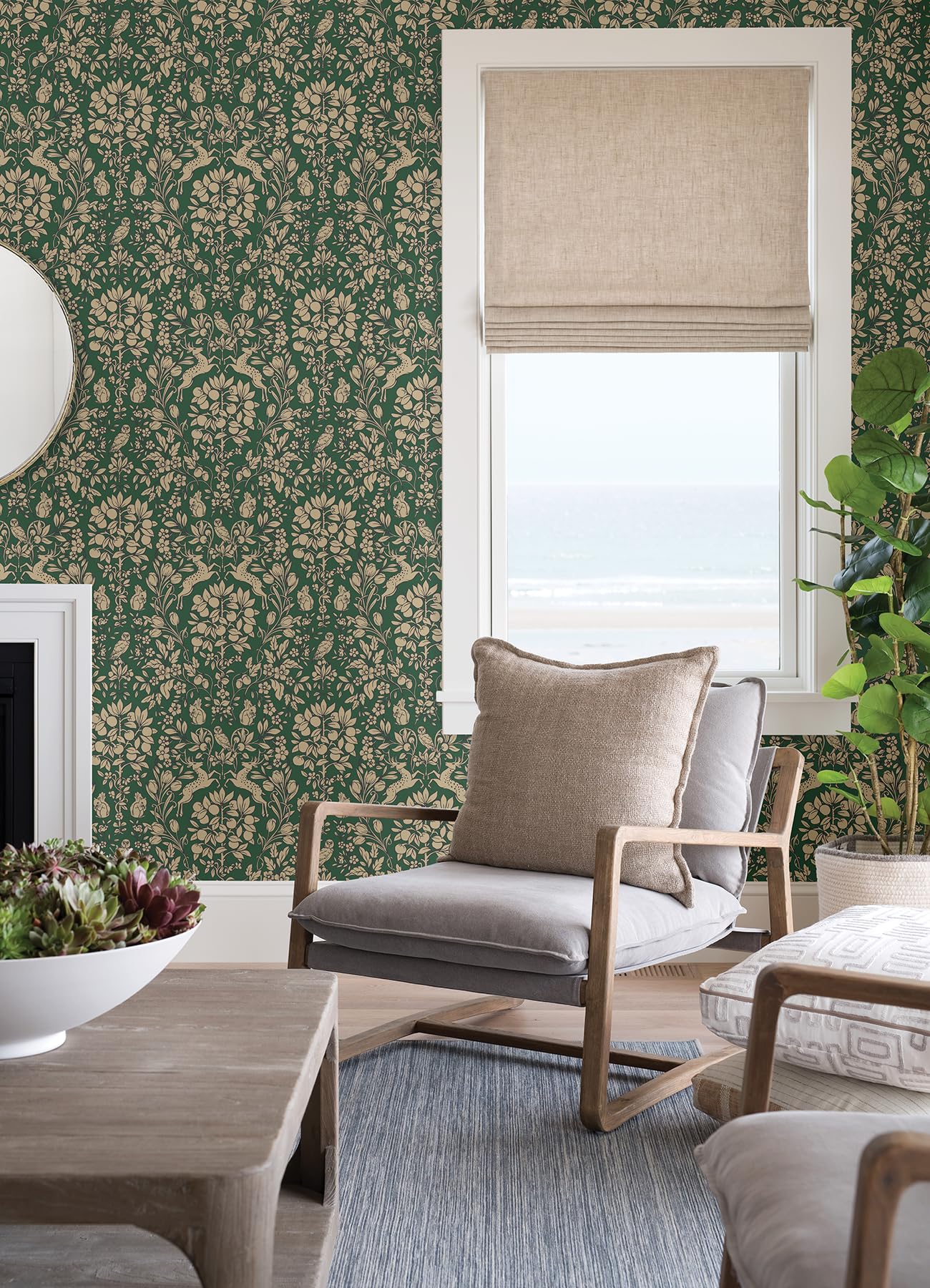 NuWallpaper Emerald Enchanted Peel & Stick Wallpaper - Self-Adhesive Removable Wallpaper for Bedroom, Living Room & Office Decor - Easy DIY Home Renovation