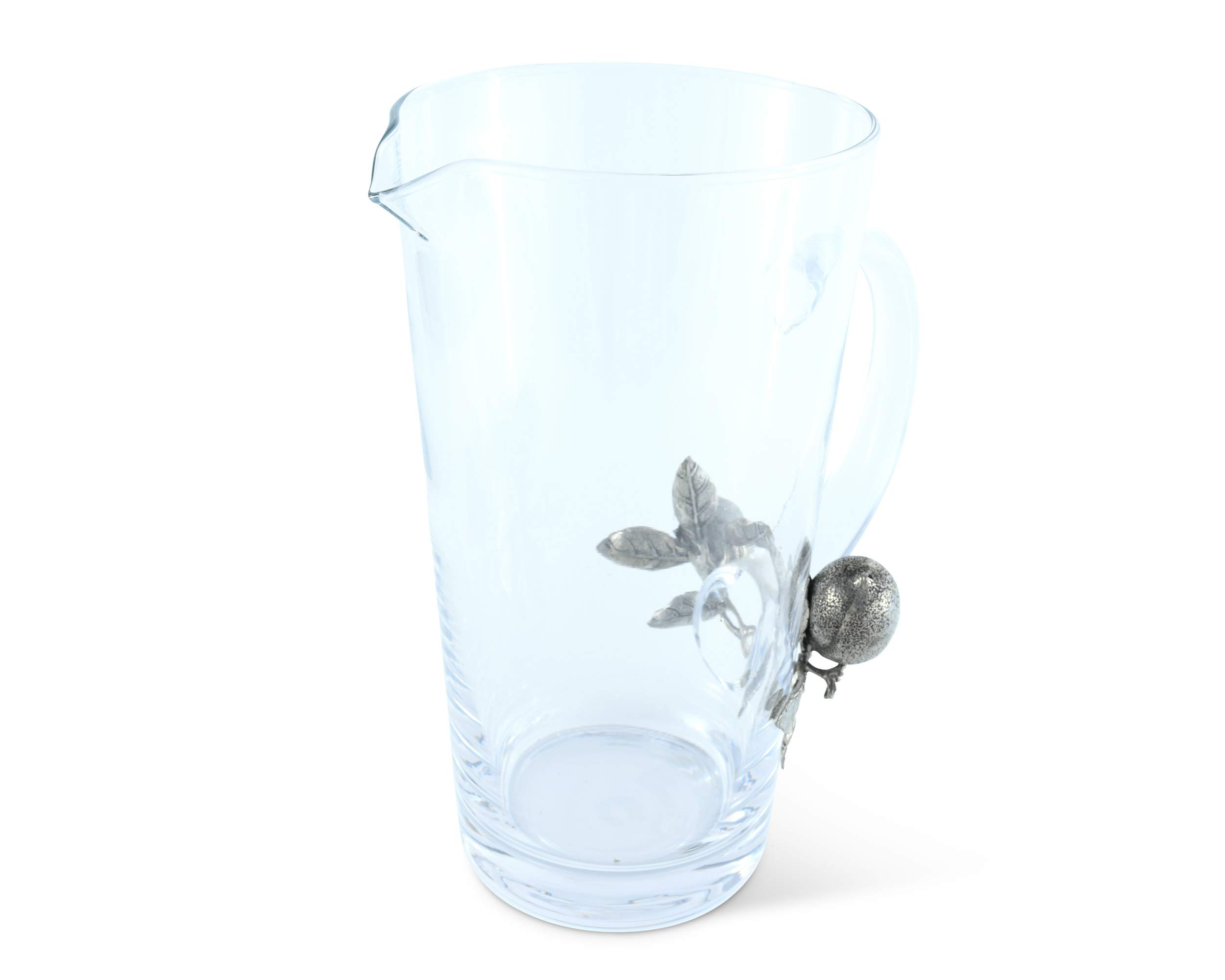 Vagabond House 64 oz Glass & Pewter Lemon Bouquet Pitcher - 9.5