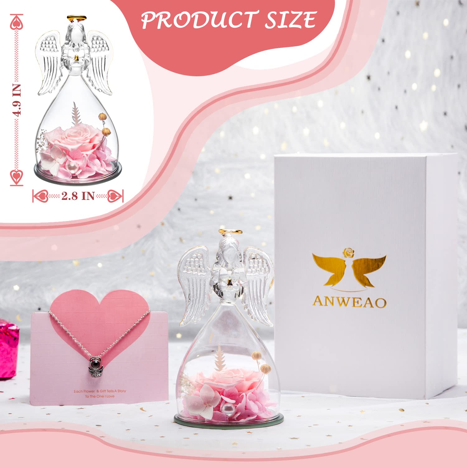Eternal Preserved Roses in Glass Dome - Romantic Birthday Gift for Women, Wife, Mom, Grandma | Valentine's Day, Wedding, Mother's Day Present | Perfect for Home Decor, Anniversary Surprise & Special Occasions