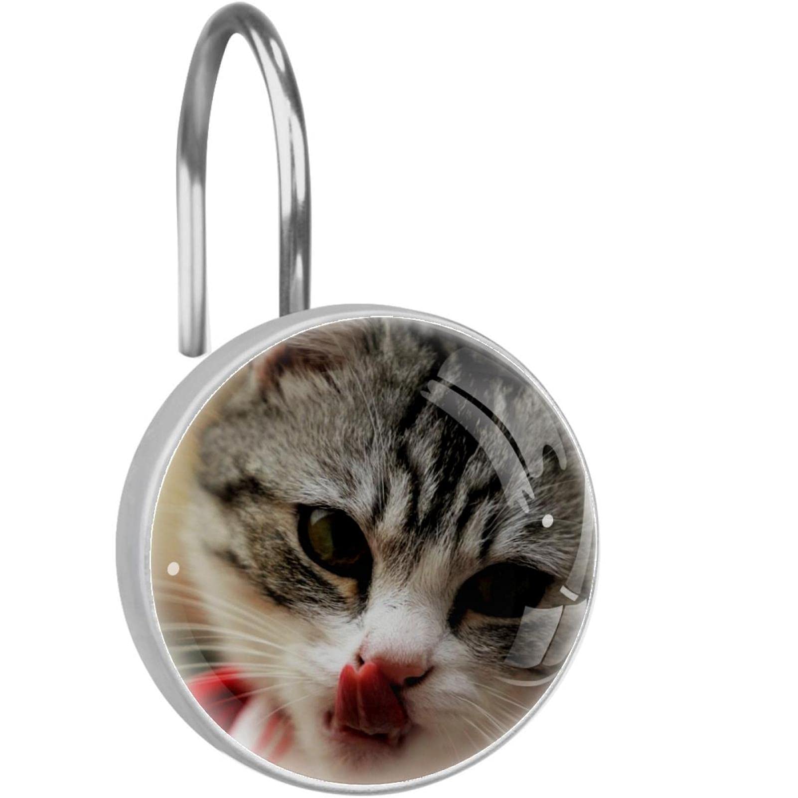 Stylish Cat Pattern Shower Curtain Hooks - Decorative Bathroom Accessories for Kids & Pet Lovers - Perfect for Themed Bathrooms, Animal-Inspired Decor, and Unique Gift Ideas