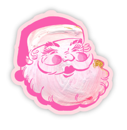 Pink Santa Claus Stickers - Christmas Decorative Vinyl Stickers for Laptop, Water Bottle, Scrapbooking & Holiday Gift Wrapping