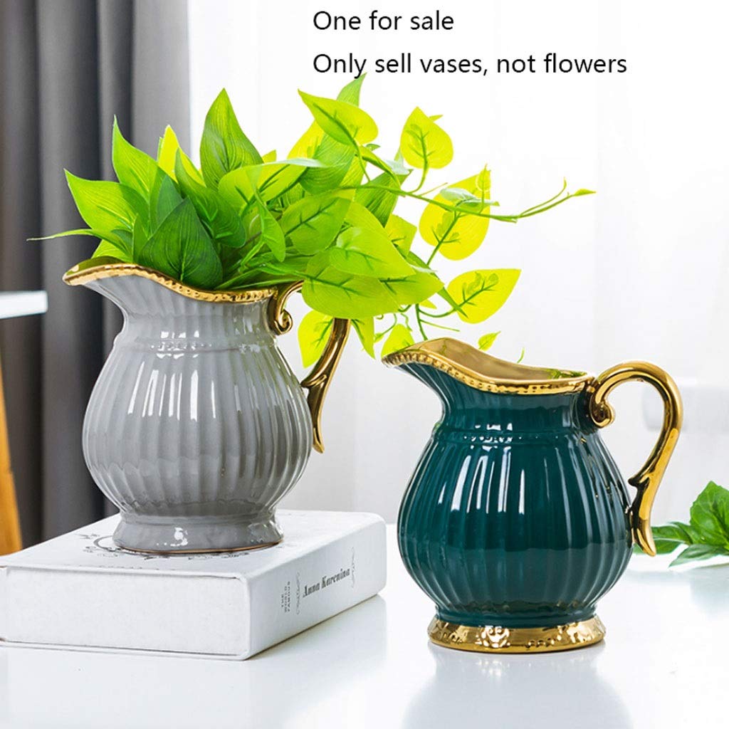 Modern Minimalist Ceramic Vase - AVEO Large Gray Pot Shape Flower Vase for Home Decor, Office Desk, Wedding Centerpiece & Christmas Tabletop Decoration
