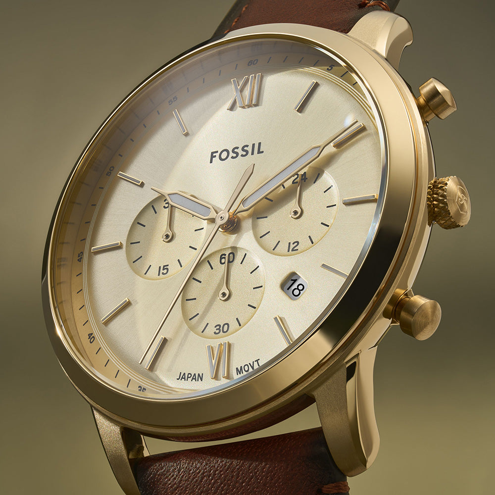 Fossil Neutra FS6113 Chronograph Watch for Men - Stylish Analog Quartz Wristwatch with Leather Strap - Perfect for Business, Casual & Everyday Wear