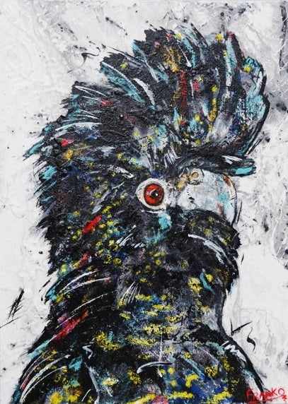 Abstract Realism Black Cockatoo Wall Art - Handmade Canvas Painting for Home & Office Decor | Perfect for Living Room, Bedroom, or Gift Idea