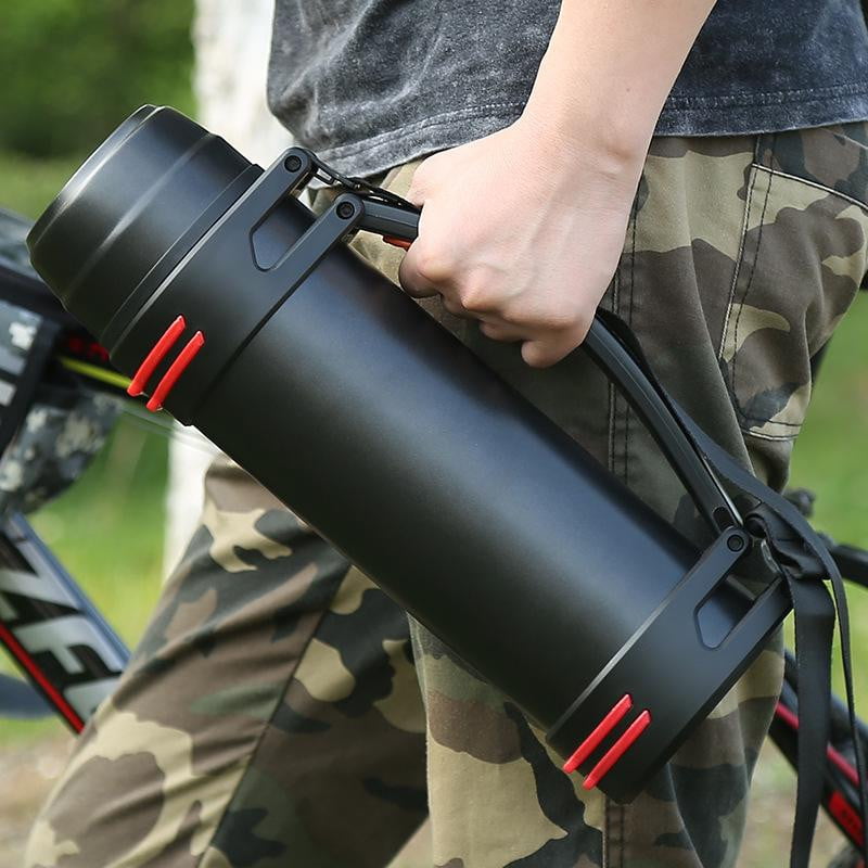 Premium Stainless Steel Double Wall Vacuum Insulated Thermos with Handle - The Aqua Grail Thermo - Keeps Drinks Hot/Cold for 24 Hours - Perfect for Camping, Office & Outdoor Adventures