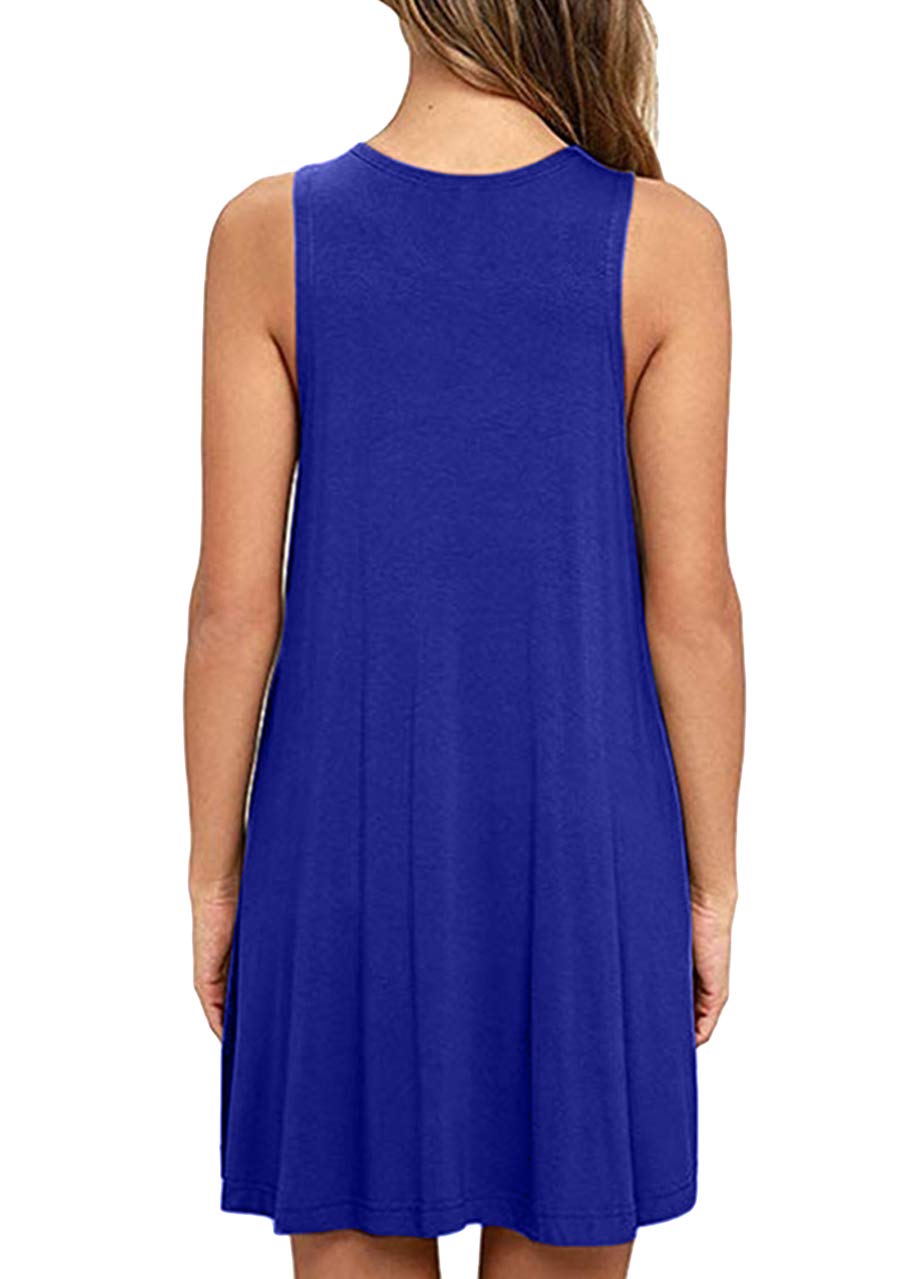 OMZIN Women's Sleeveless Swing Dress - Flared Tank Mini Dress with Pockets for Summer | Casual Beach Wear, Vacation Outfit, Party Dress