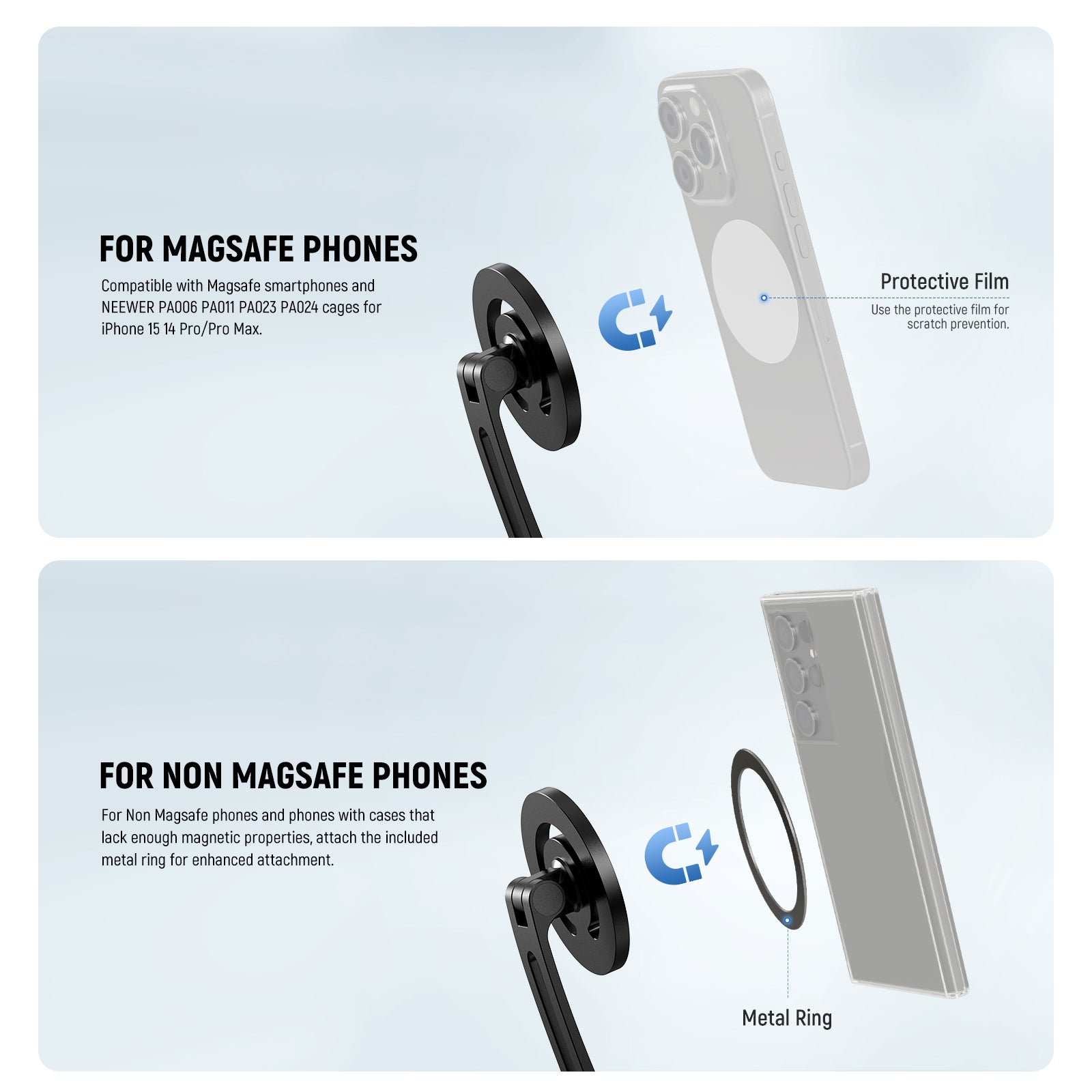 NEEWER GP26 Magnetic Neck Holder for Action Camera & Phone - Hands-Free Mount for GoPro, Smartphone - Perfect for Vlogging, Travel, Sports & Outdoor Adventures