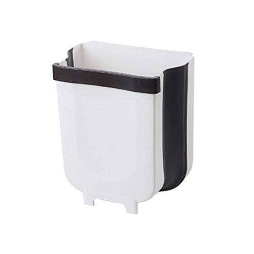 Foldable Hanging Trash Can - Wall Mounted Collapsible Garbage Bin for Kitchen, Car, Bathroom & Office | Space-Saving Waste Basket with Bag Holder | White Medium Size | Perfect for Small Spaces, RVs & Camping