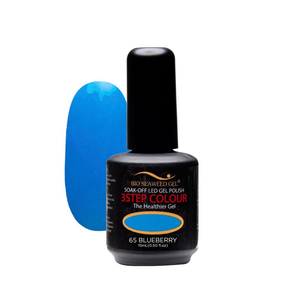 Bio SeaWeed Gel 3-Step UV/LED Gel Polish - 65 Blueberry (15ml) | Long-Lasting Nail Color for Salon & Home Manicures | Perfect for Parties, Weddings & Special Occasions