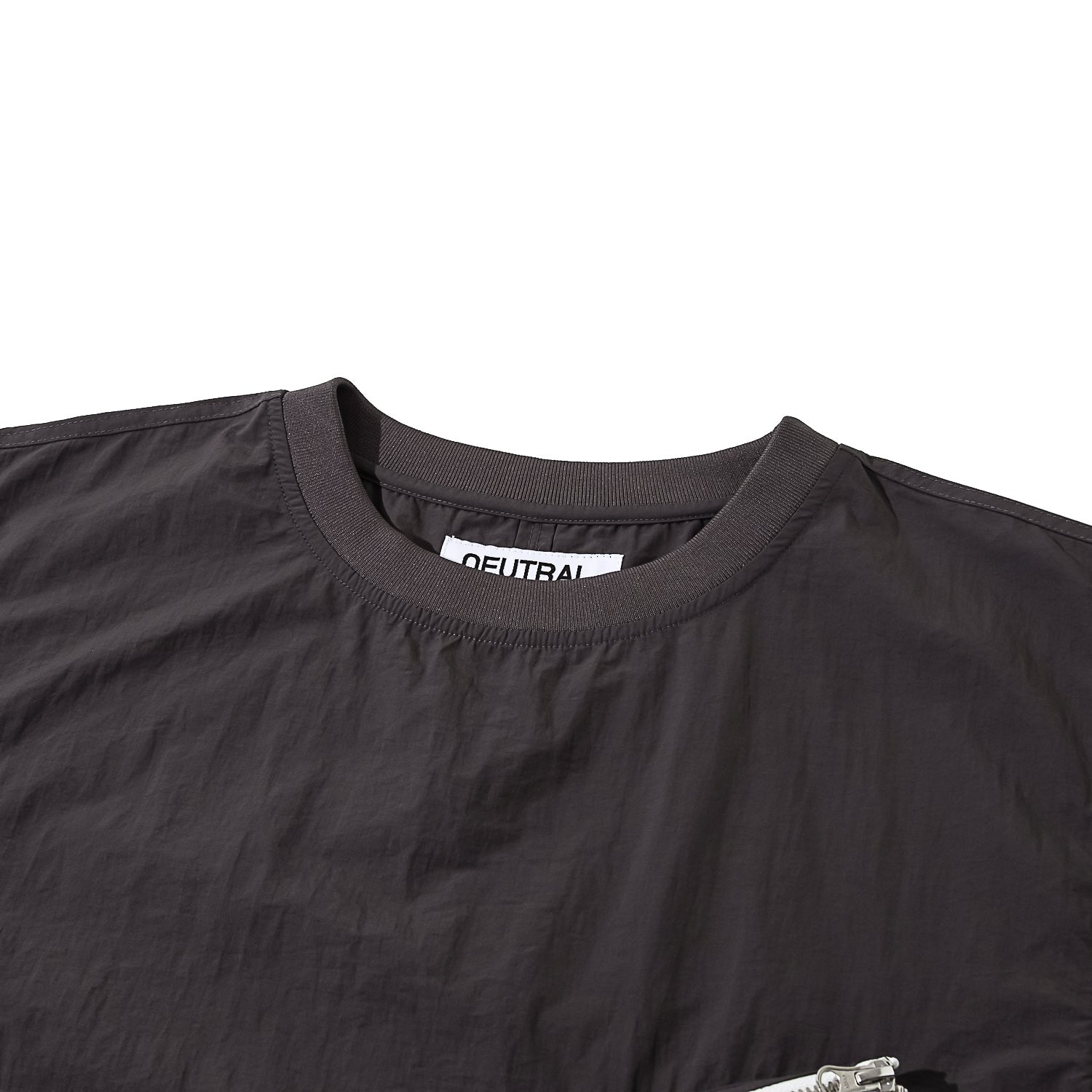 NEUTRAL SOCIETY Men's Big Tech T-Shirt with Zipper Pocket - Dark Grey for Casual Wear & Street Style