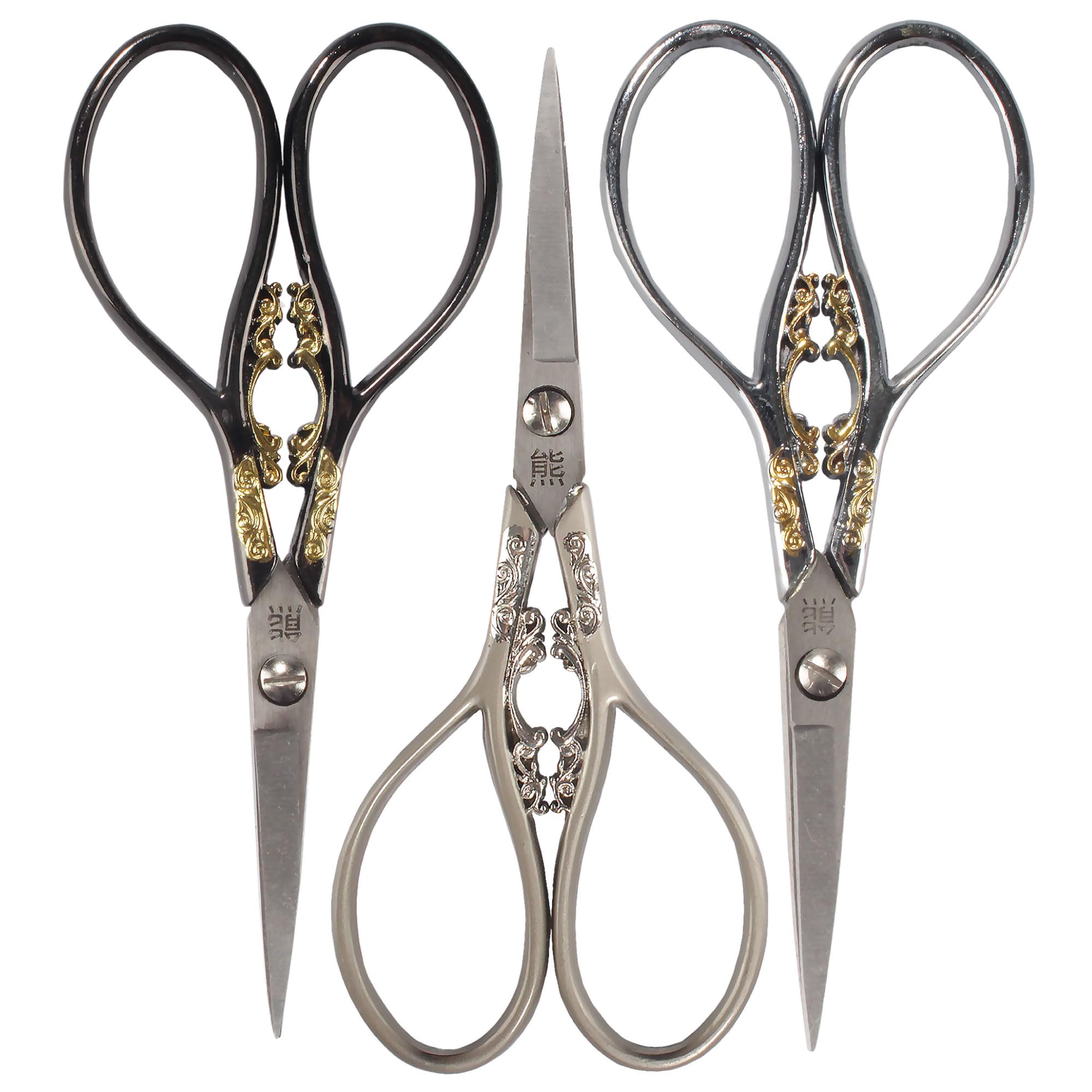 JubileeYarn Scrollwork Embroidery Craft Scissors Set of 3 - Premium Sewing Scissors for Needlework, Quilting & DIY Crafts - Perfect for Fabric Cutting, Thread Trimming & Detailed Embroidery Projects