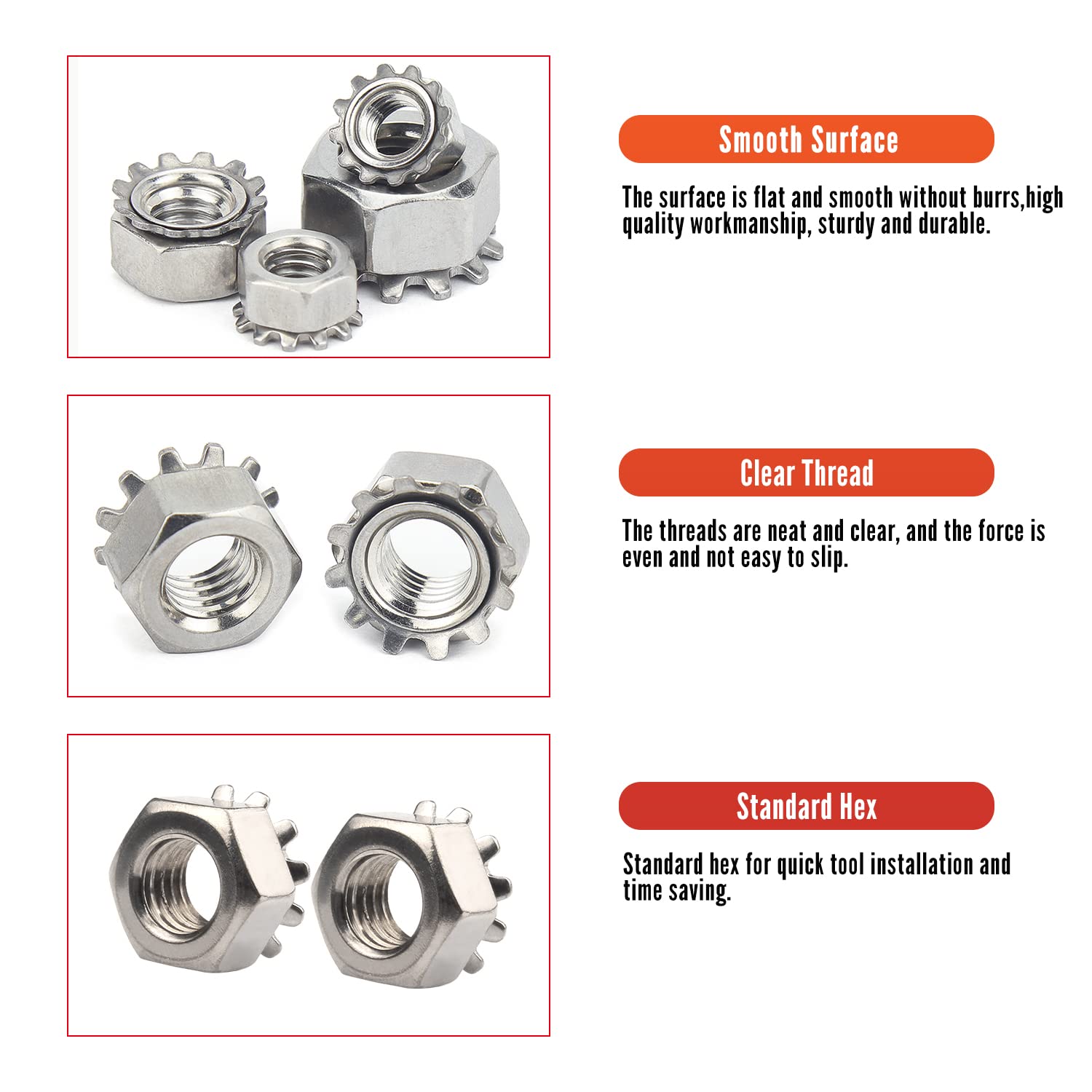 MroMax 4#-40 K-Lock Nuts, 304 Stainless Steel Keps Lock Nuts (50Pcs) - Silver Hardware Fasteners for Machinery, Furniture & Electrical Appliances | Secure Fastening Solution for DIY Projects & Industrial Use