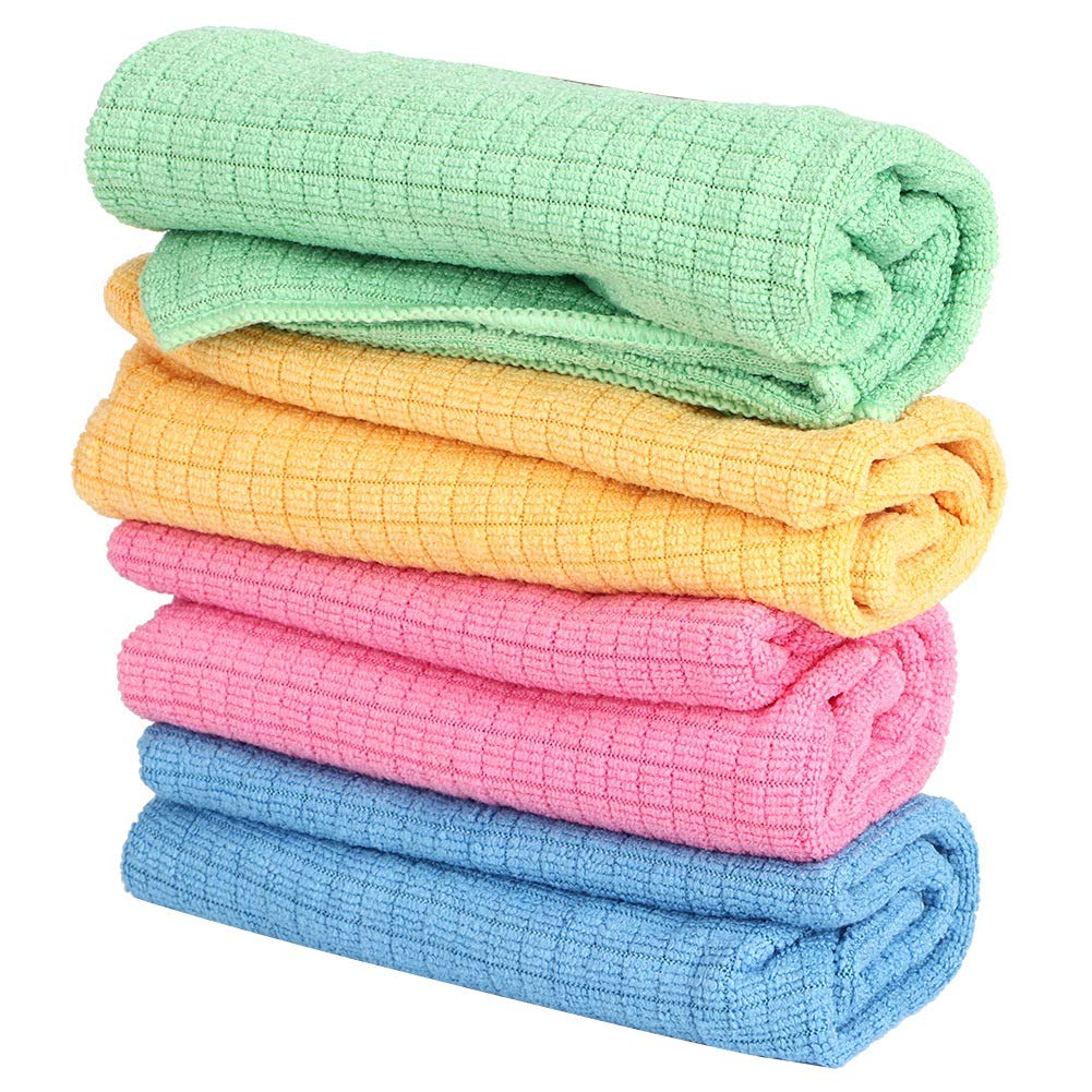 4-Pack Premium Microfiber Cleaning Cloths - Super Absorbent Reusable Dish Towels for Kitchen, Car, Windows & Household Cleaning (Great Housewarming Gift) - Perfect for Daily Cleaning, Spill Wipes & Streak-Free Shine