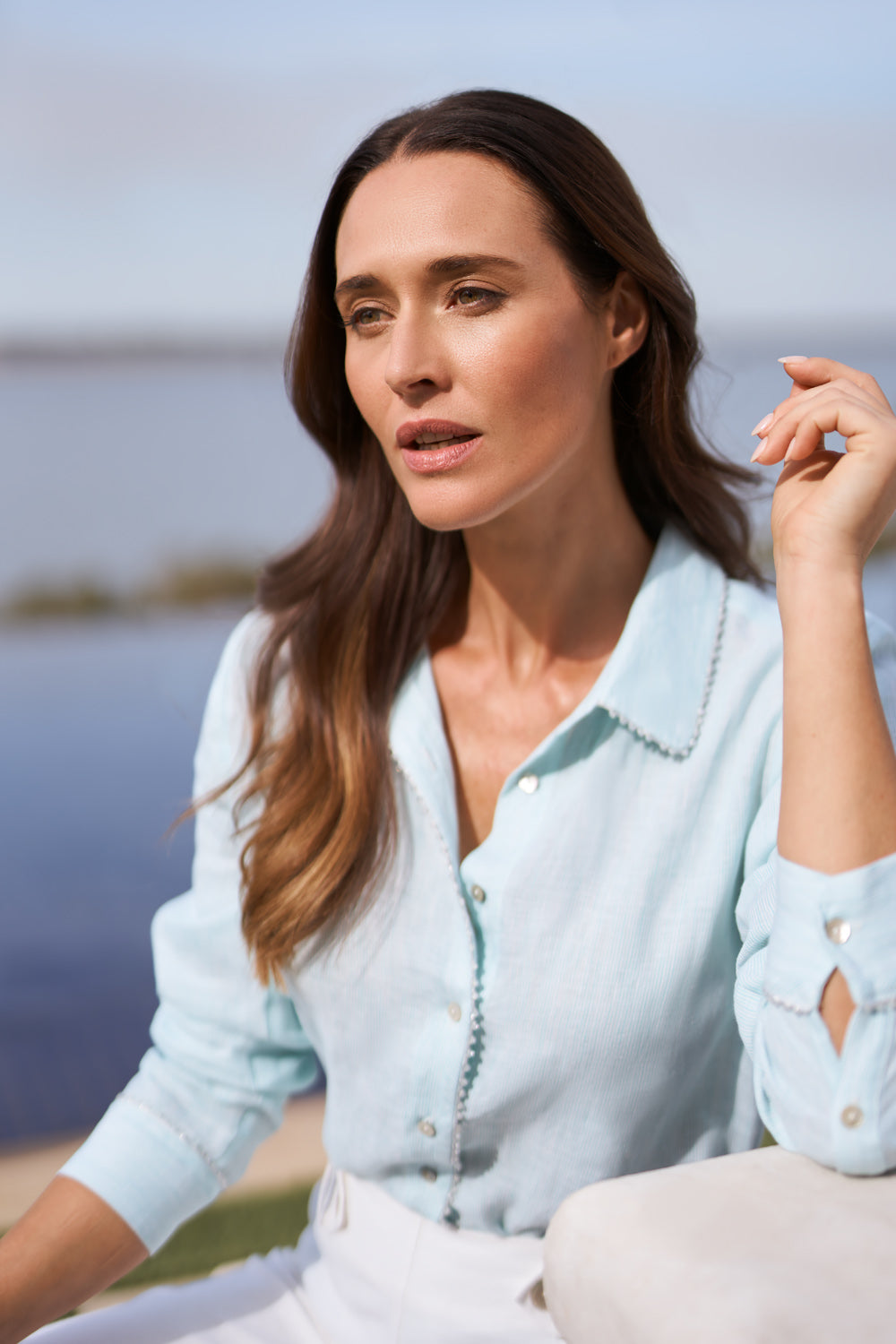 Stylish Mint Stripe Linen Shirt for Men & Women | Breathable Summer Casual Wear | Perfect for Beach, Office & Outdoor Activities