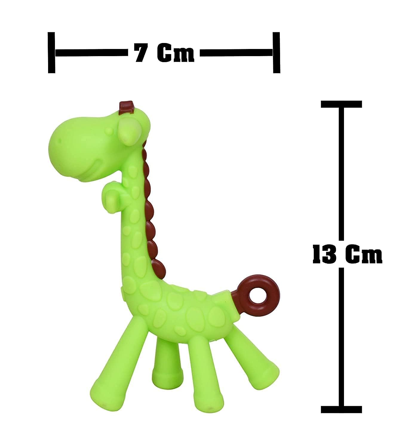 Kritiu Giraffe Shape Teether & U Shape Toothbrush Combo - BPA-Free Silicone Baby Teething Toy & Toothbrush Set for 0-12 Months | Safe Infant Oral Care | Perfect for Soothing Sore Gums & Early Dental Hygiene (Green & Pink) - Great for Home, Travel & Daycare Use