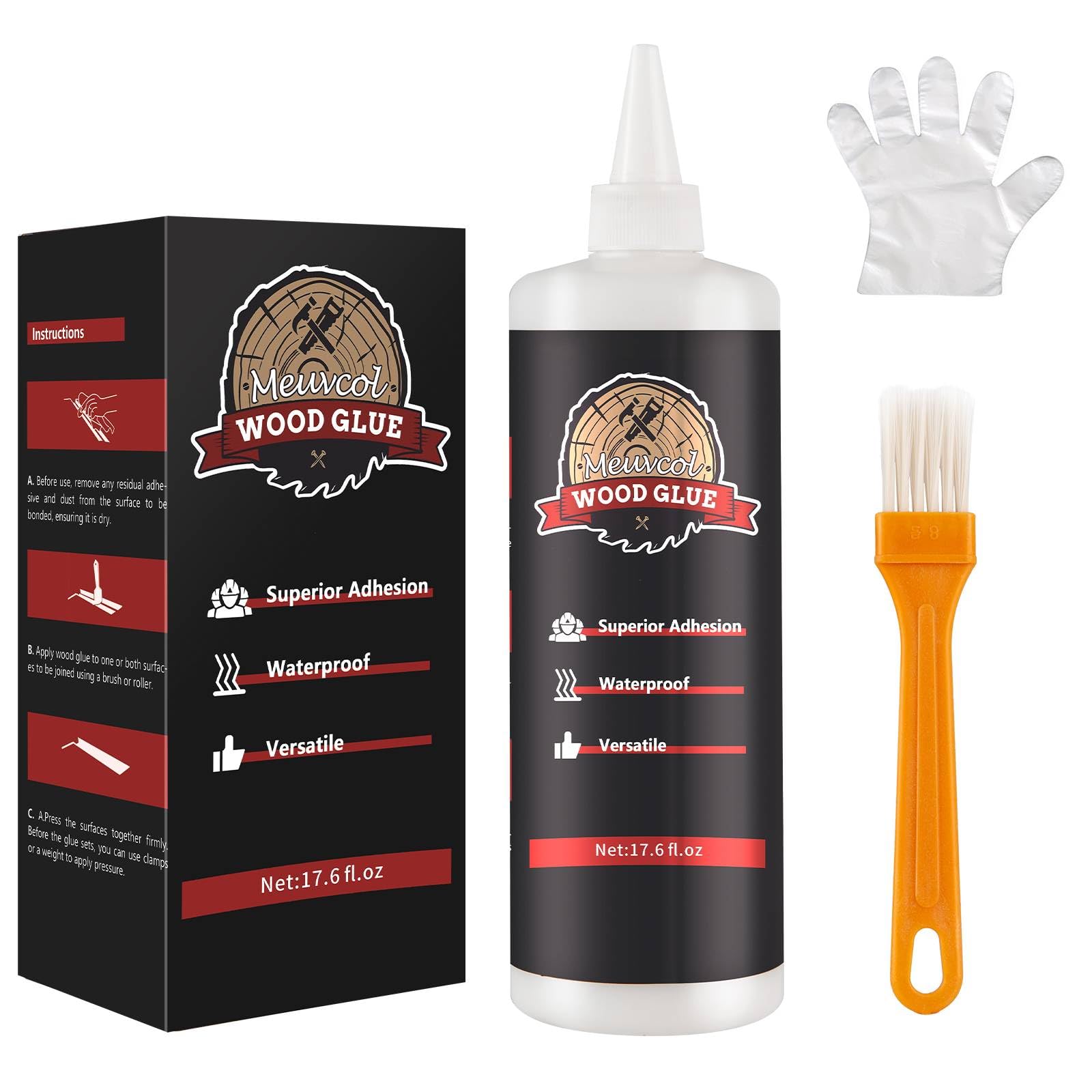 Premium Wood Glue - Heavy Duty Waterproof Adhesive for Woodworking, Furniture Repair, Cabinets & Baseboards | Fast-Drying Clear Bond for Interior & Exterior Use | Ideal for DIY Crafts, Door Fixing & Home Projects (500g)