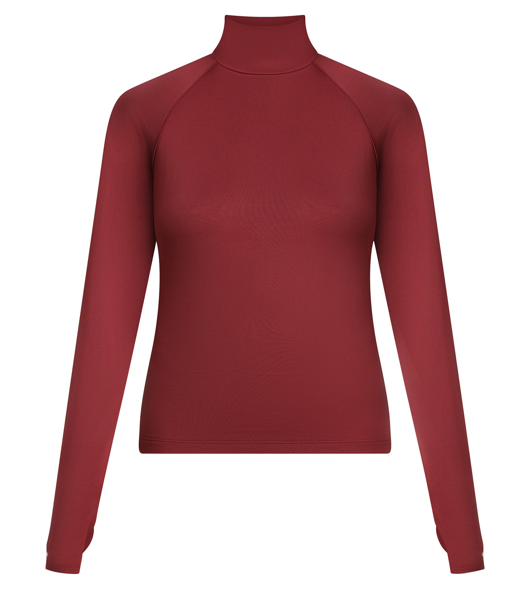 Women's High Neck Sports Top - Breathable Microfiber Bordeaux Activewear for Running, Yoga & Gym Workouts