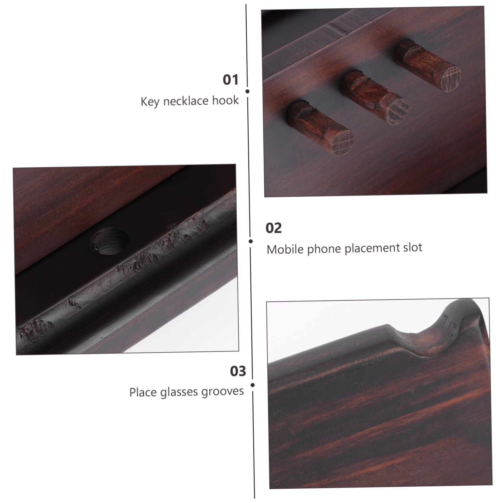 1PC Wooden Phone Stand for Nightstand & Desk - Multifunctional Mobile Phone Holder with Glasses Storage - Perfect for Bedroom, Office & Home Decor