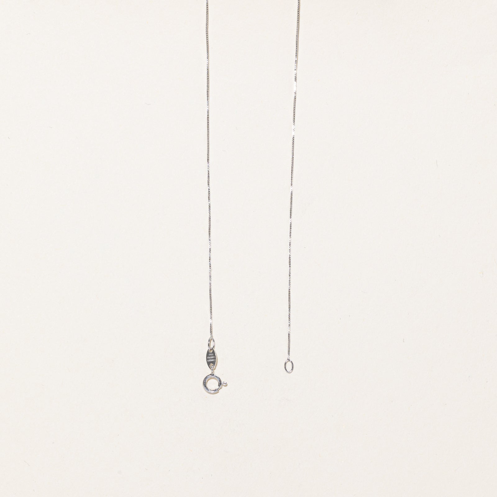 10K White Gold Box Link Chain Necklace - 0.49mm Thin Delicate Chain - 19