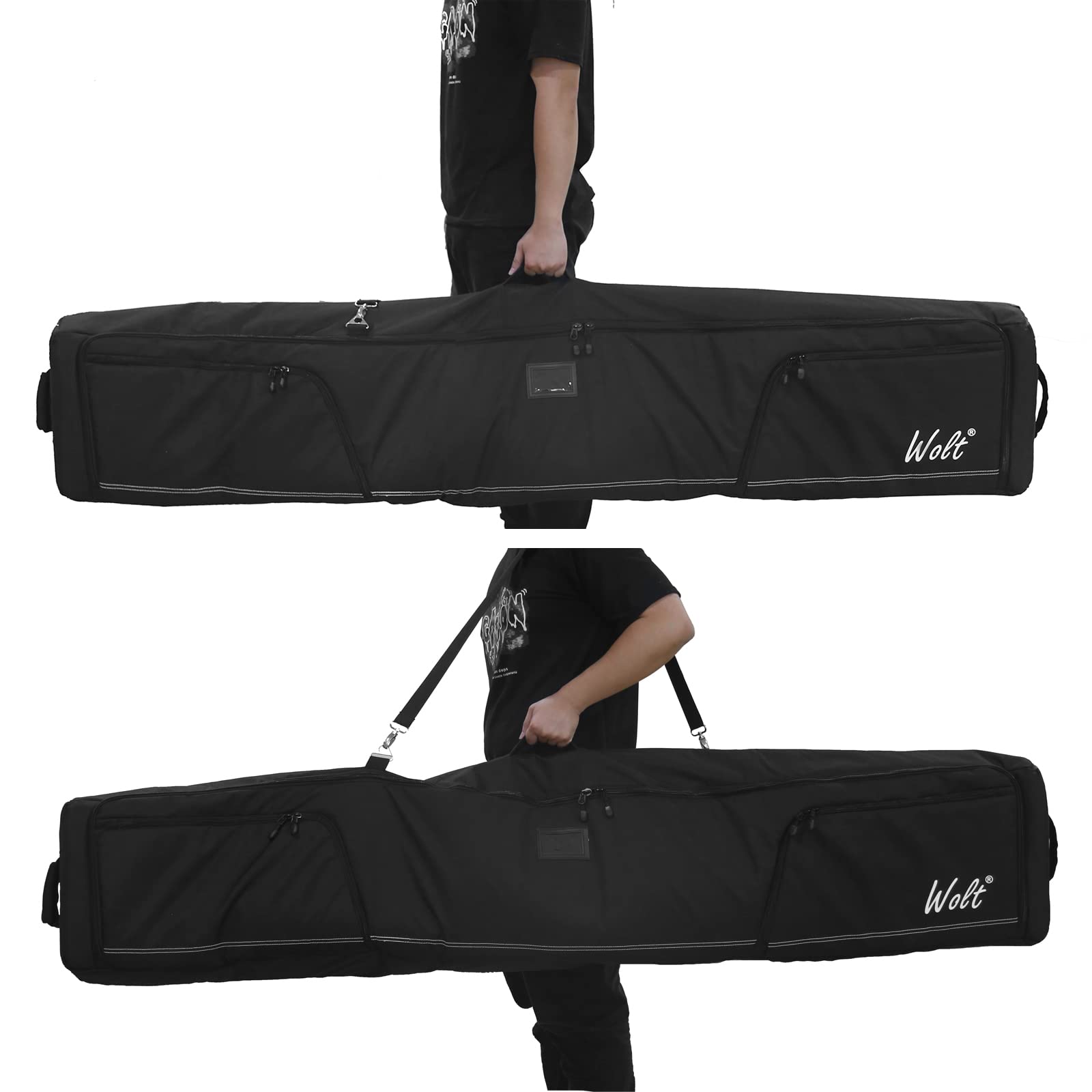 WOLT Rolling Ski Bag - Padded Snowboard Bag with Wheels for Air Travel, Fits 2 Pairs of Skis (175cm-190cm) - Perfect for Winter Vacations & Mountain Resorts