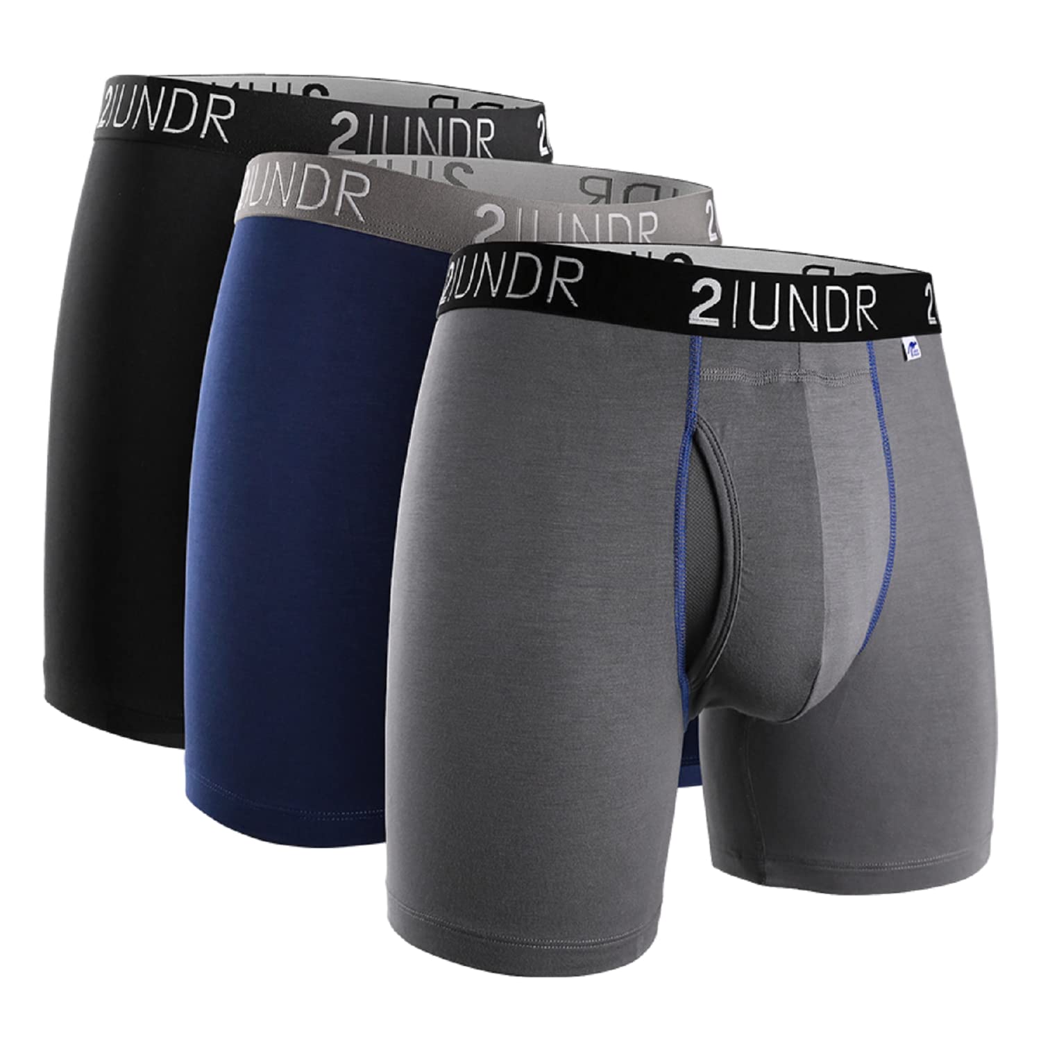 2UNDR Men's Swing Shift Boxer Briefs 3-Pack - Moisture Wicking, Comfortable Underwear for Workout & Everyday Wear