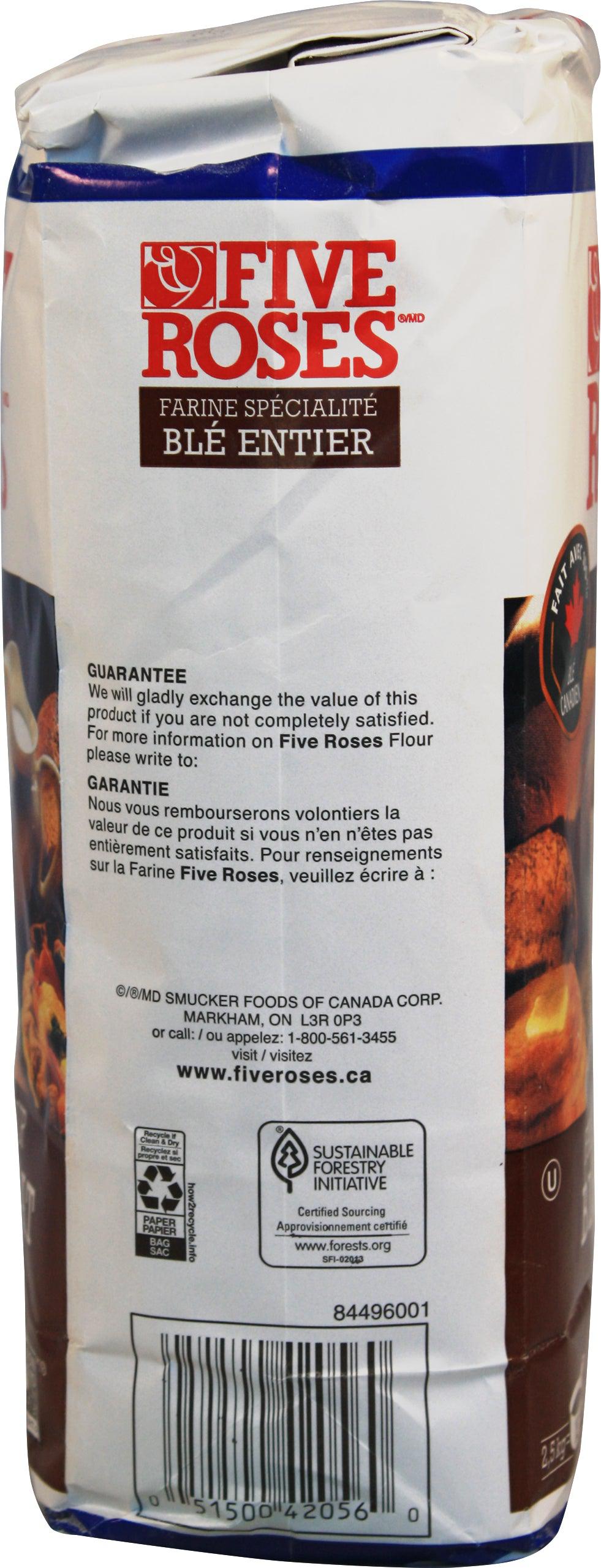 Five Rose Whole Wheat Flour - Premium Baking Flour for Bread, Muffins & Pancakes - Healthy & Nutritious Choice for Home Bakers
