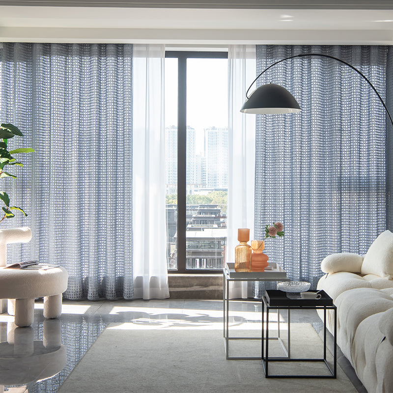 Yaritza Gauze Warp Knitted Floral Sheer Custom Curtains - Elegant Window Treatments for Living Room, Bedroom & Nursery Decor