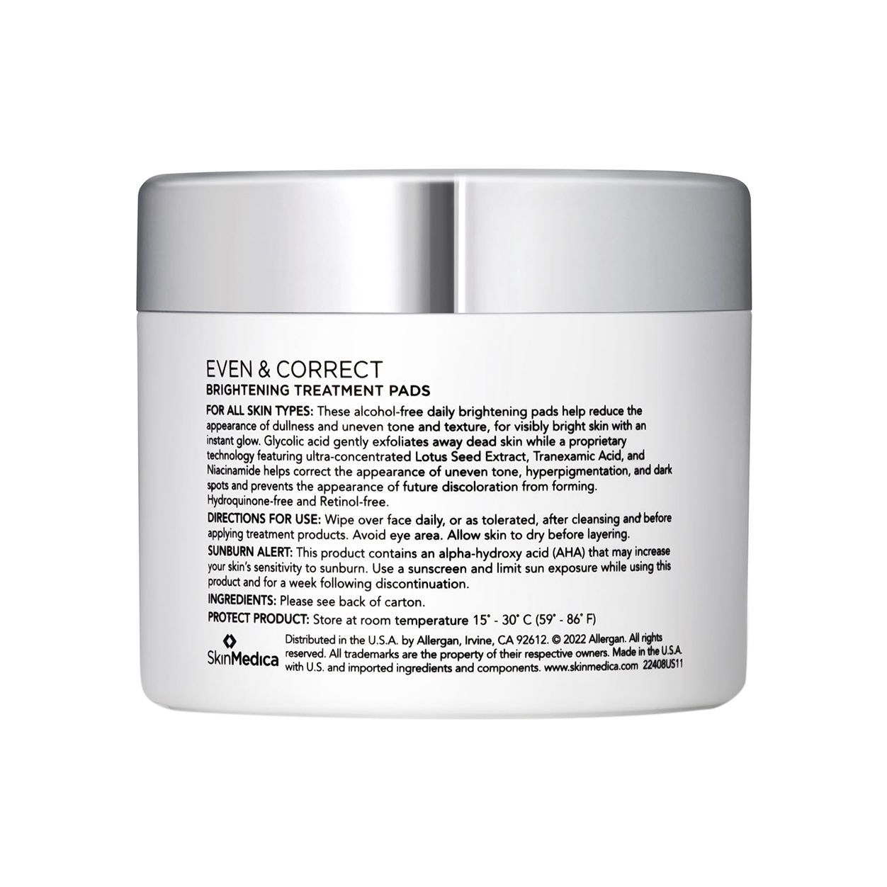 Even & Correct Brightening Treatment Pads - Exfoliating & Brightening Facial Pads for Dark Spots & Uneven Skin Tone | Perfect for Daily Skincare Routine & Glowing Complexion
