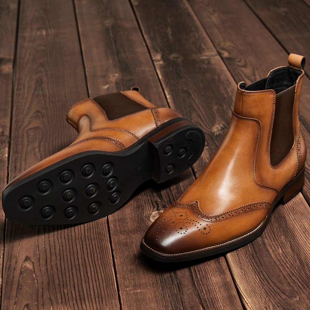 Men's Chelsea Boots - Genuine Leather Formal Dress Boots for Business, Office & Casual Wear | Slip-On Ankle Boots for Men