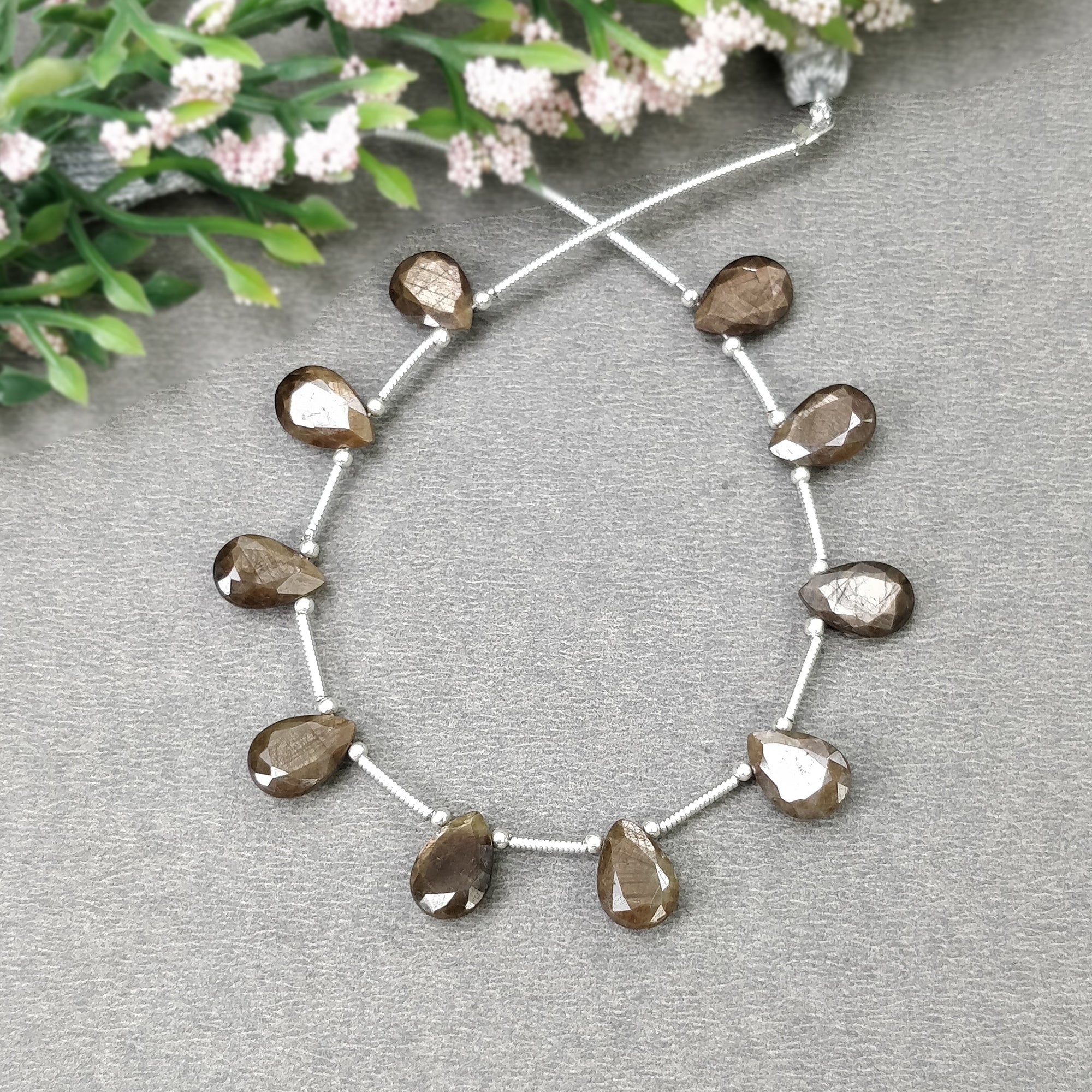 Natural Unheated Golden Brown Chocolate Sapphire Gemstone Loose Beads - 26.85cts Pear Shape Faceted 10x7mm for Jewelry Making, DIY Crafts & Beading Projects