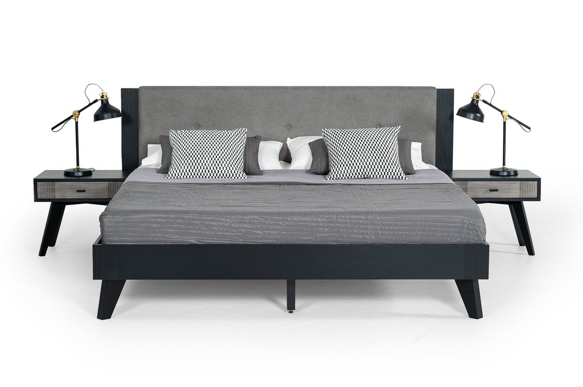 Modern Grey and Black Nightstand with USB Ports - Stylish Bedside Table for Bedroom, Living Room, or Guest Room - Perfect for Charging Devices and Storing Essentials